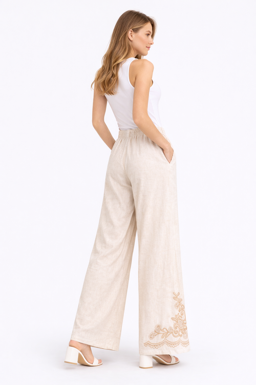 BOHO PATTERN LINEN PANTS