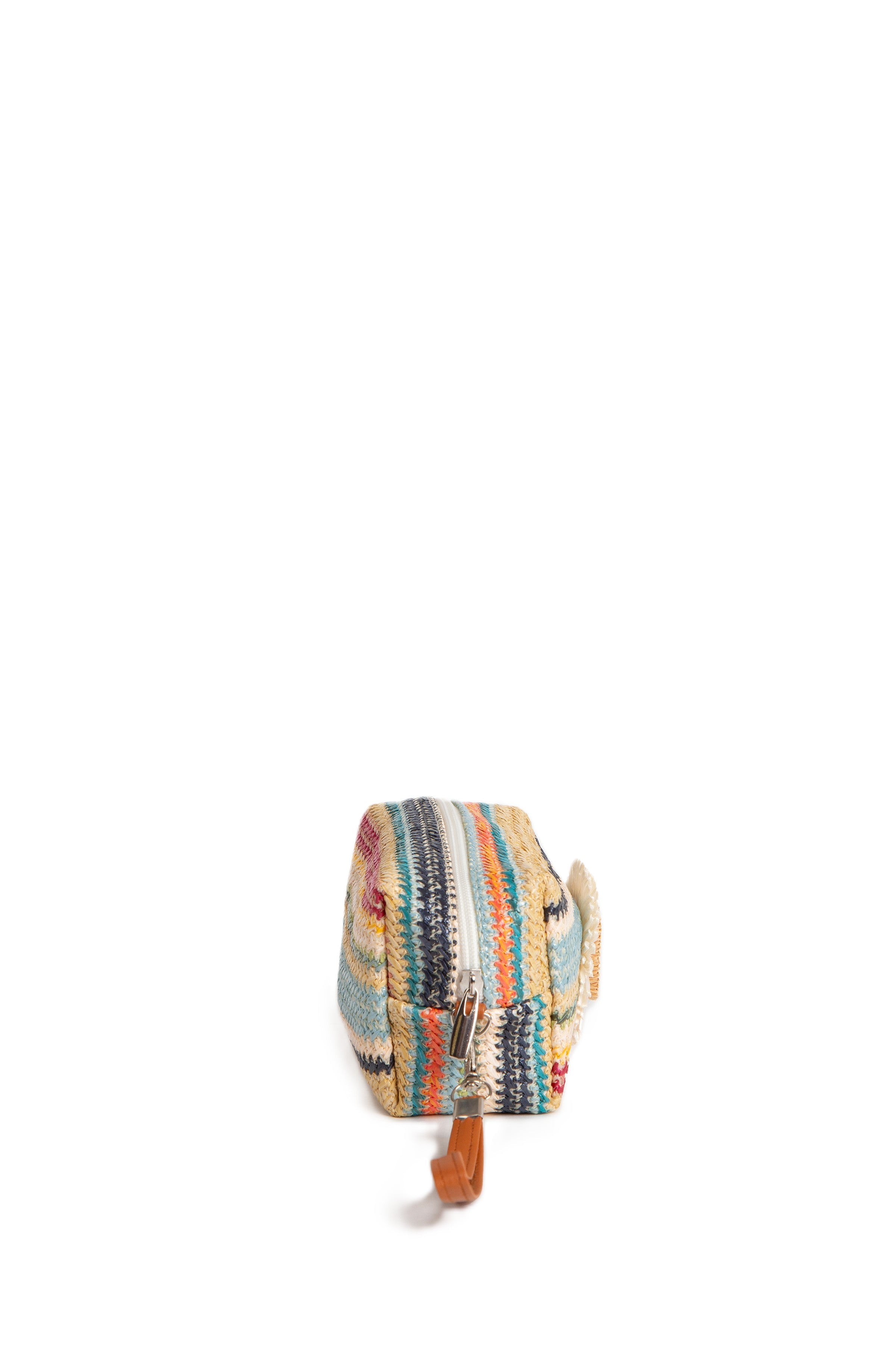 MULTI-COLORED STRIPED & DAISY PATTERN TRAVEL POUCH
