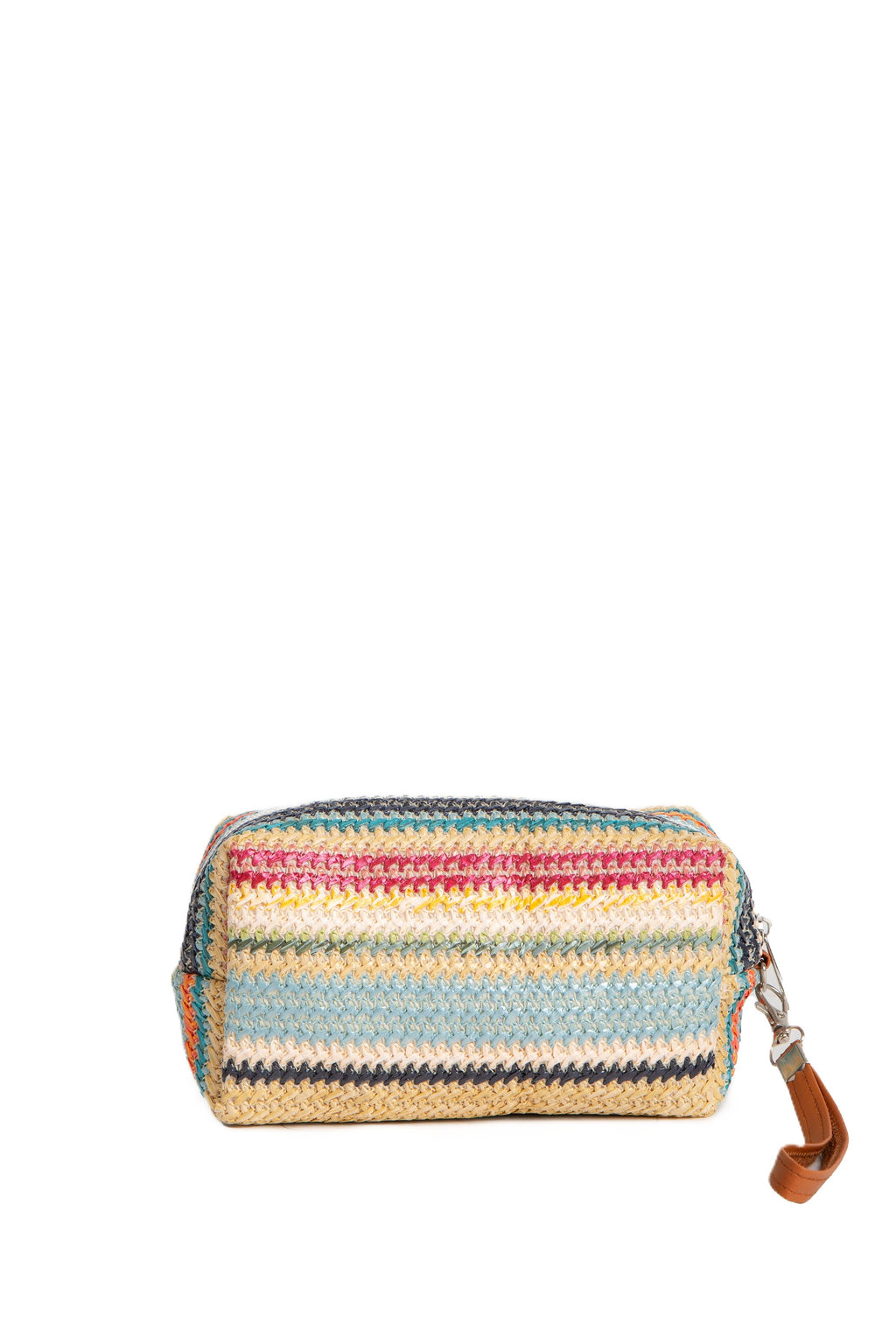 MULTI-COLORED STRIPED & DAISY PATTERN TRAVEL POUCH