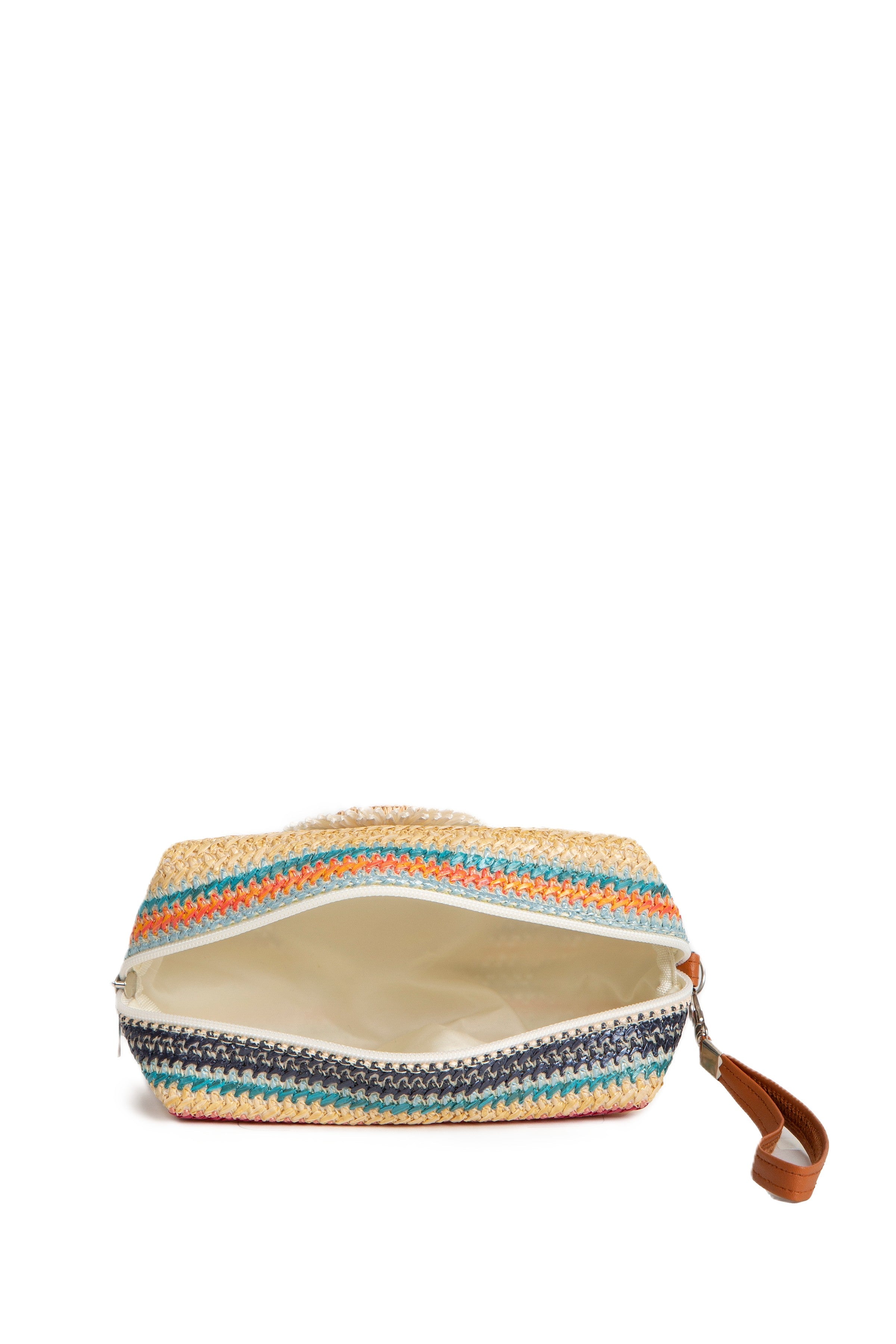 MULTI-COLORED STRIPED & DAISY PATTERN TRAVEL POUCH