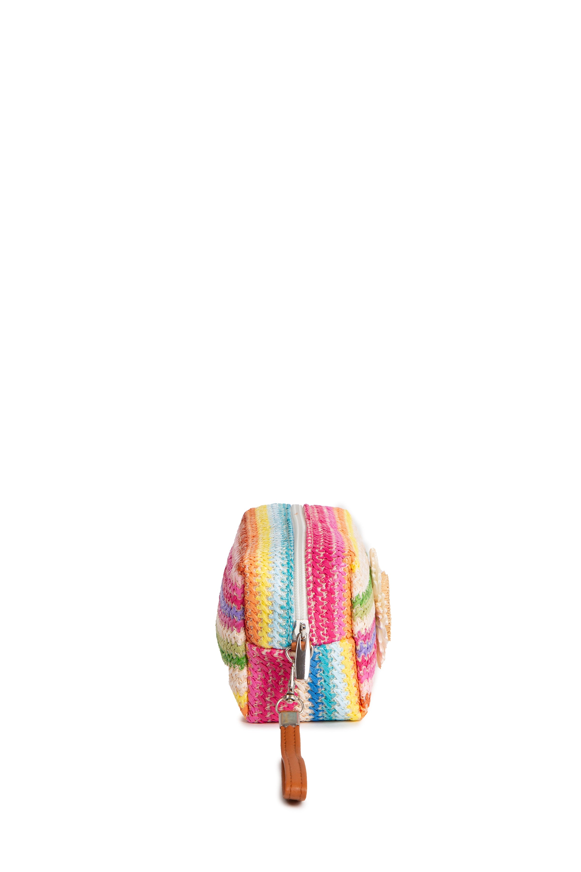 MULTI-COLORED STRIPED & DAISY PATTERN TRAVEL POUCH