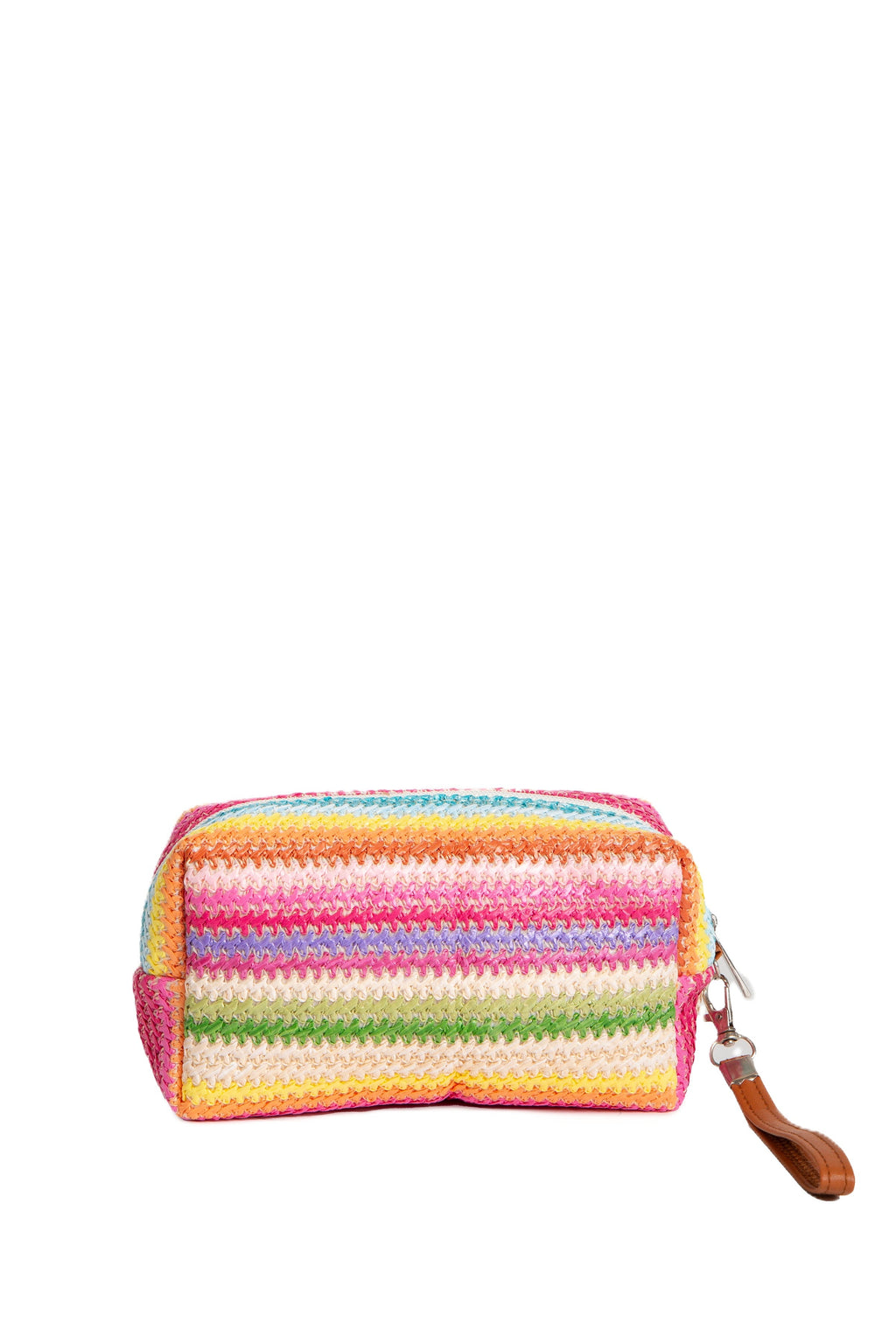 MULTI-COLORED STRIPED & DAISY PATTERN TRAVEL POUCH