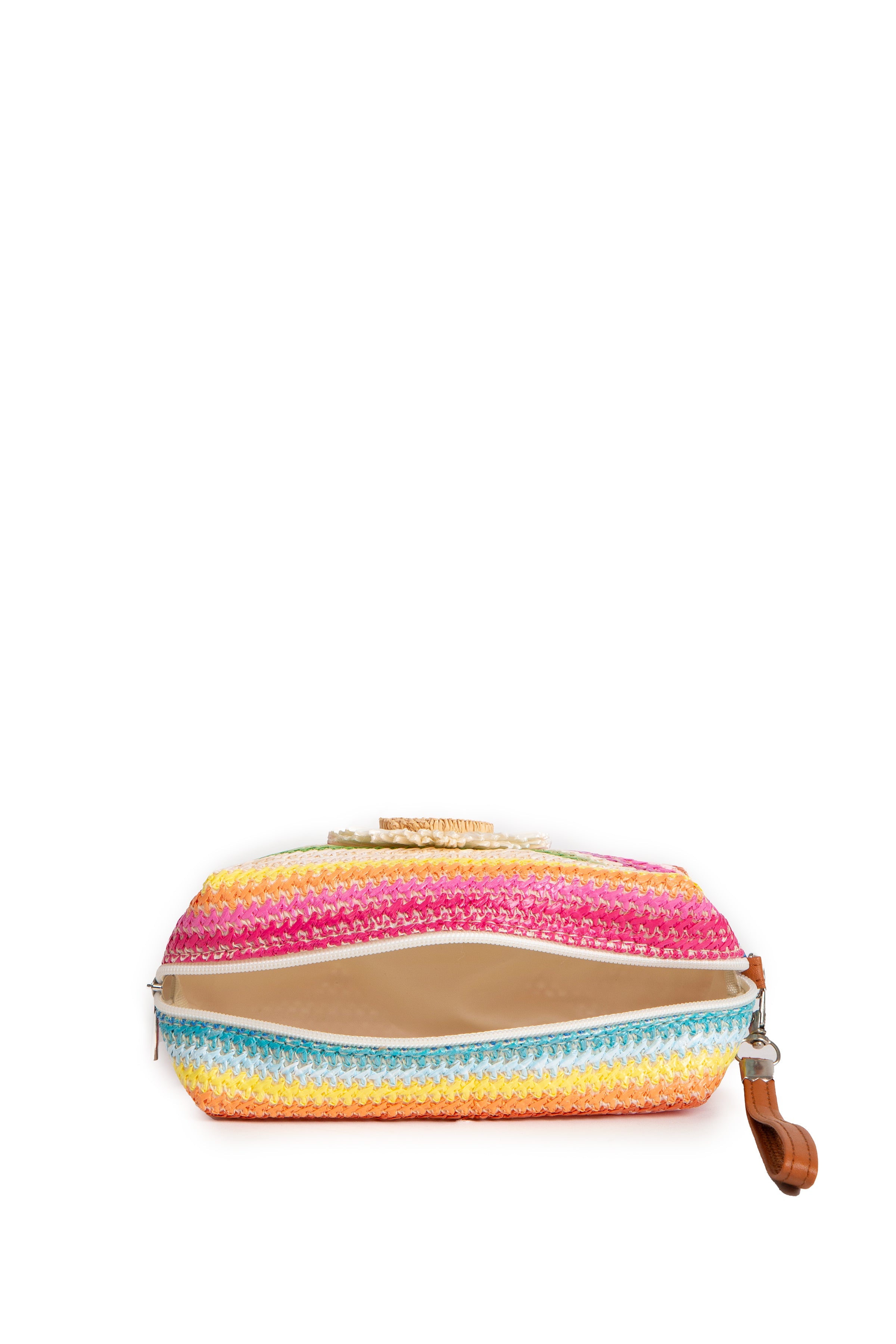 MULTI-COLORED STRIPED & DAISY PATTERN TRAVEL POUCH