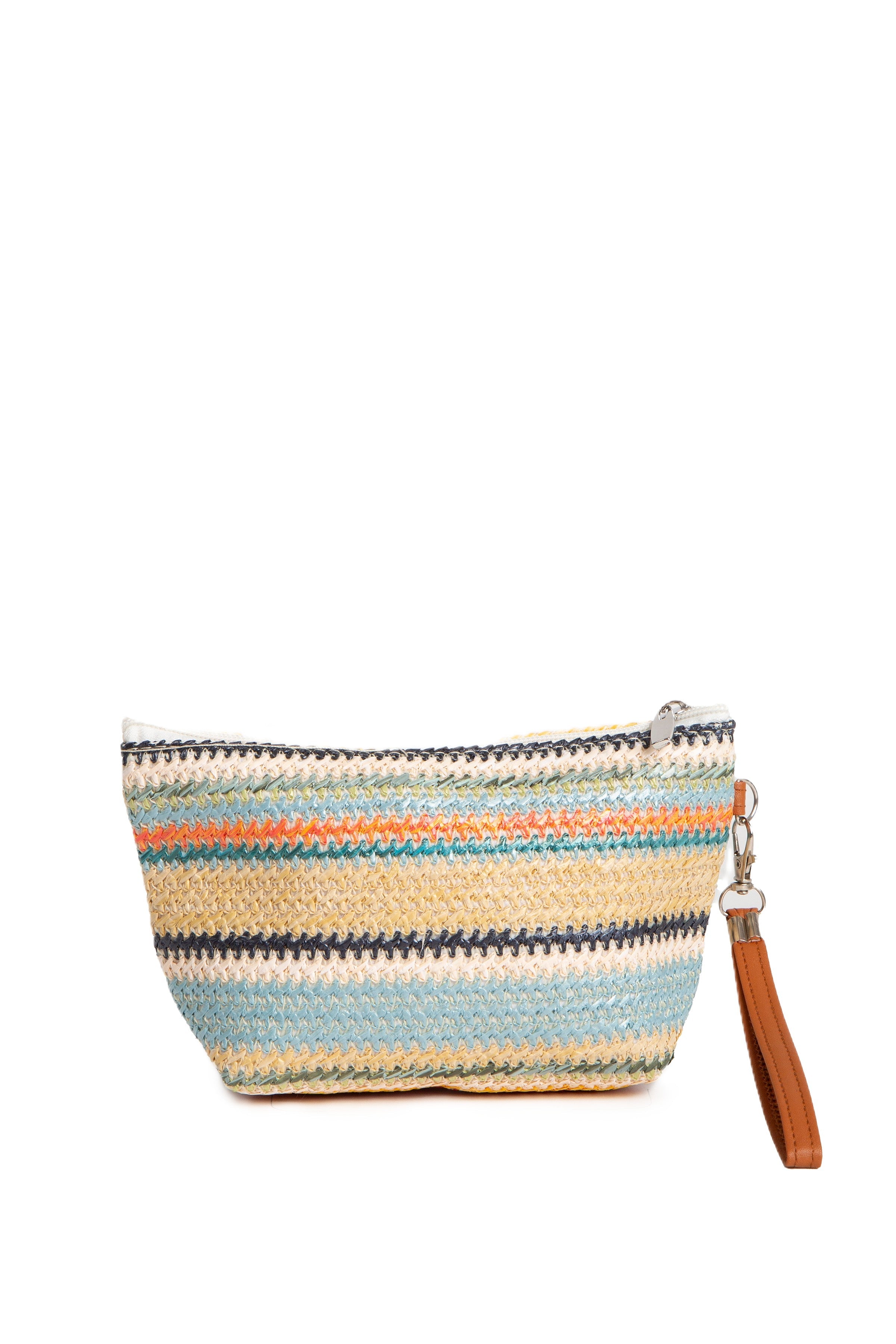 MULTI-COLORED STRIPED & DAISY PATTERN TRAVEL POUCH
