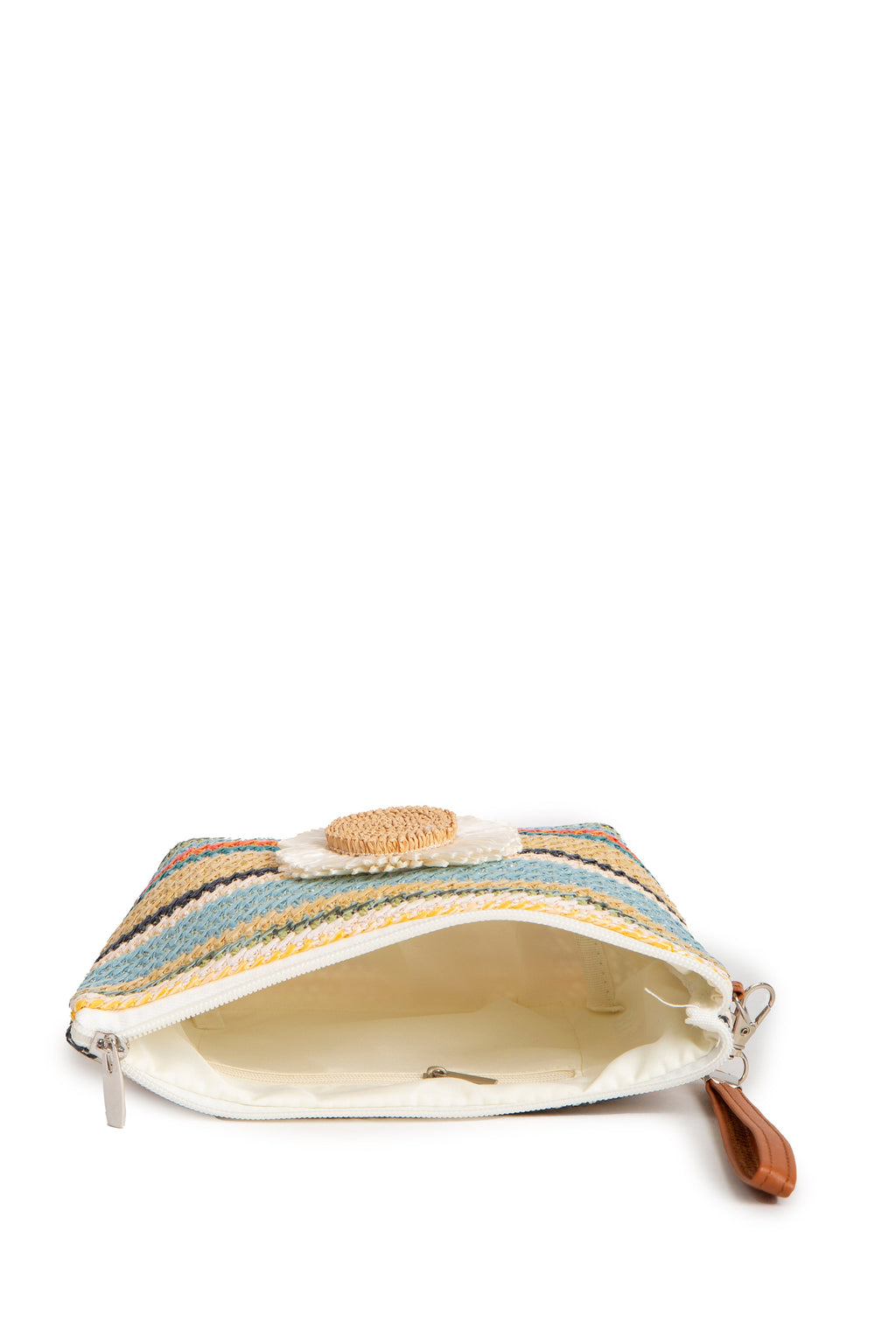 MULTI-COLORED STRIPED & DAISY PATTERN TRAVEL POUCH