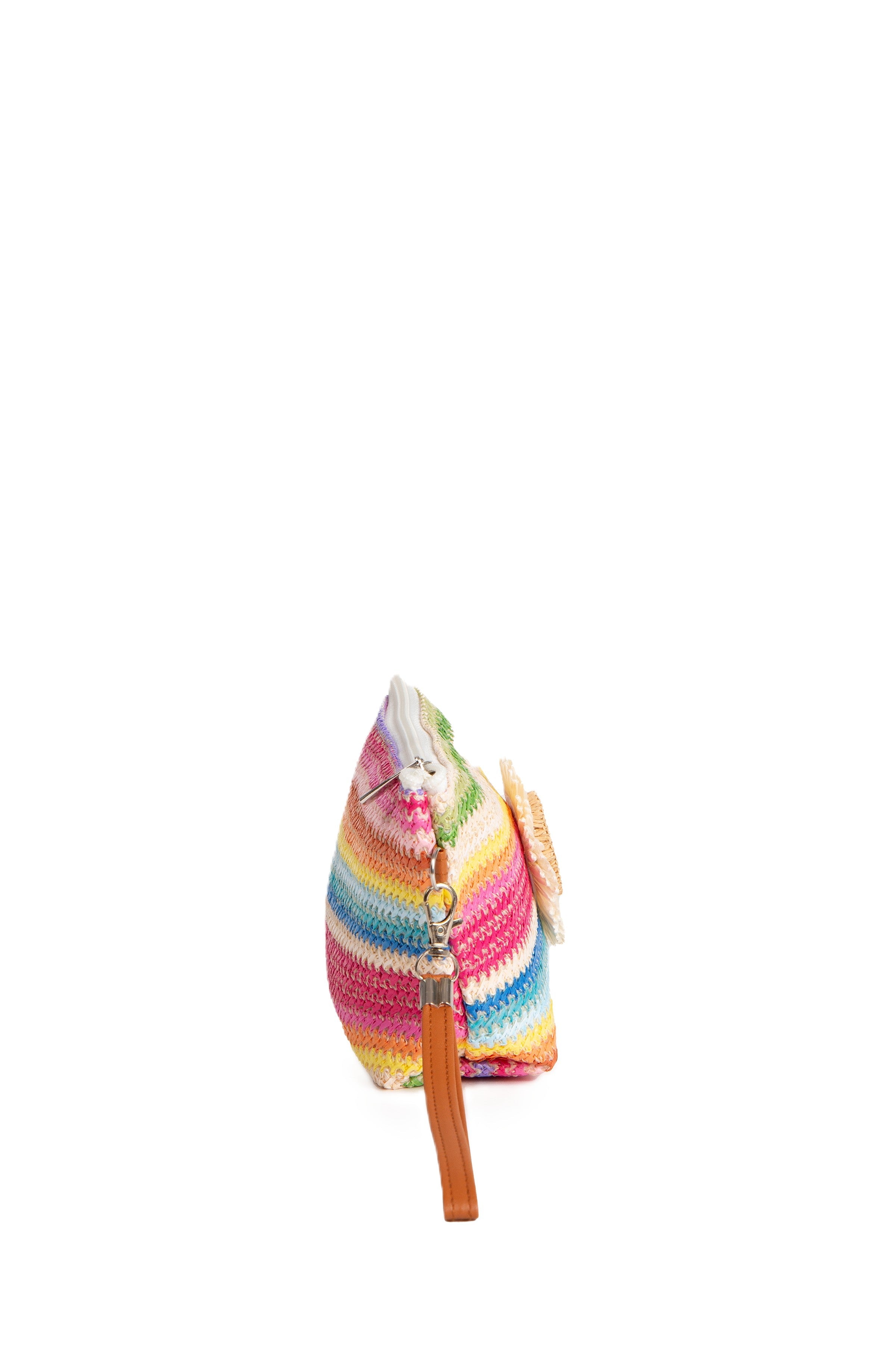 MULTI-COLORED STRIPED & DAISY PATTERN TRAVEL POUCH