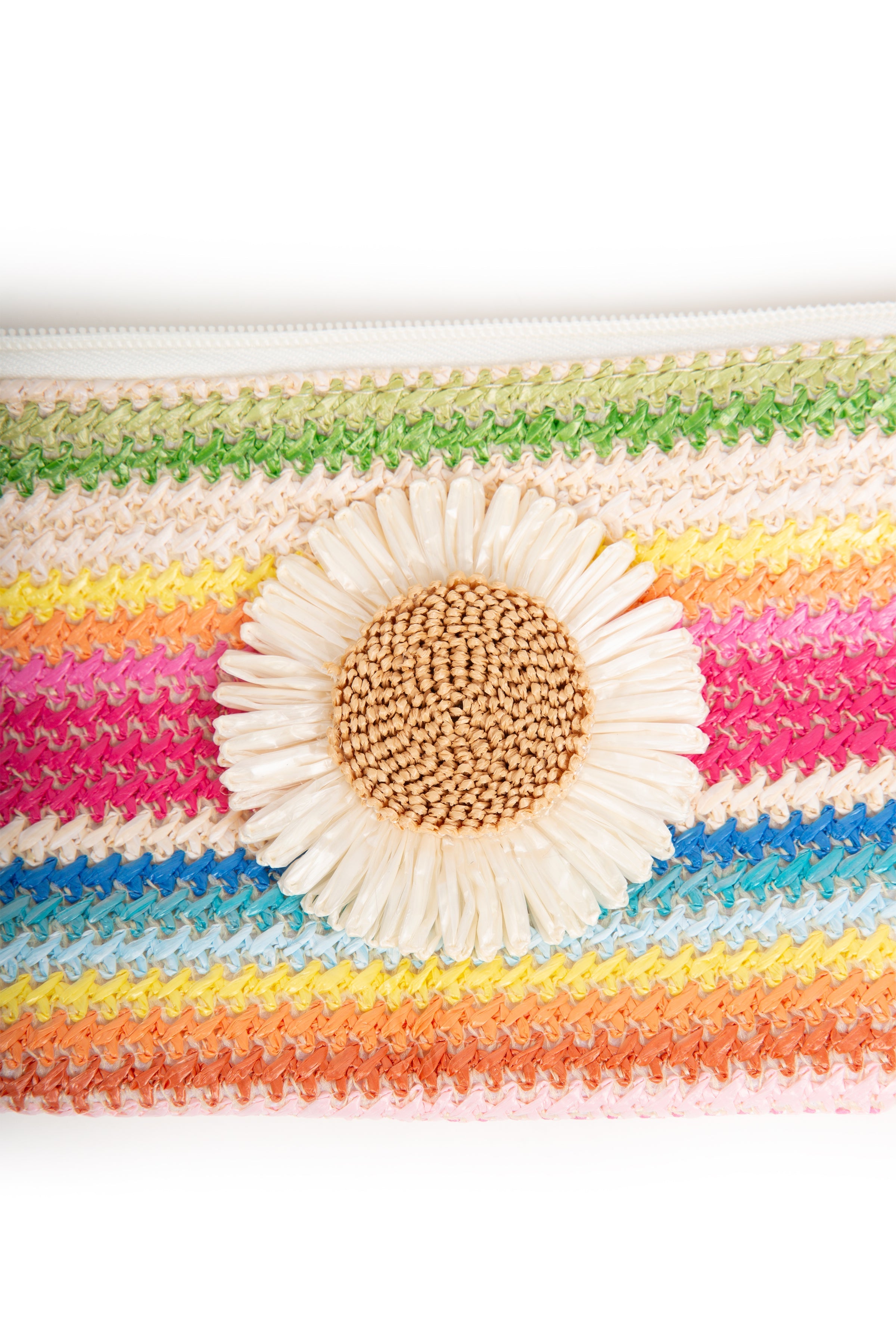 MULTI-COLORED STRIPED & DAISY PATTERN TRAVEL POUCH