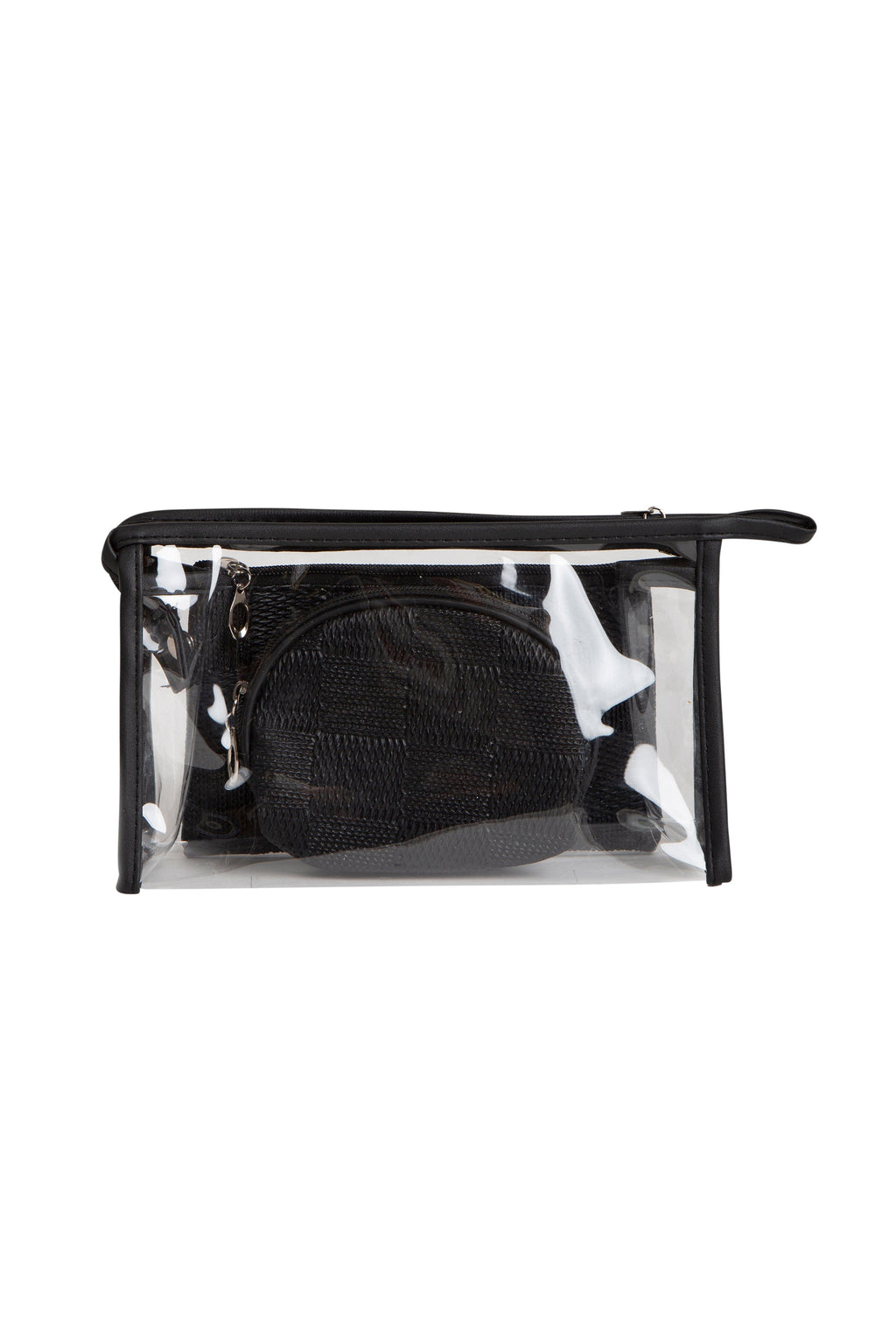 TRANSPARENT & SOLID COLOR COSMETIC TRAVEL POUCH SET