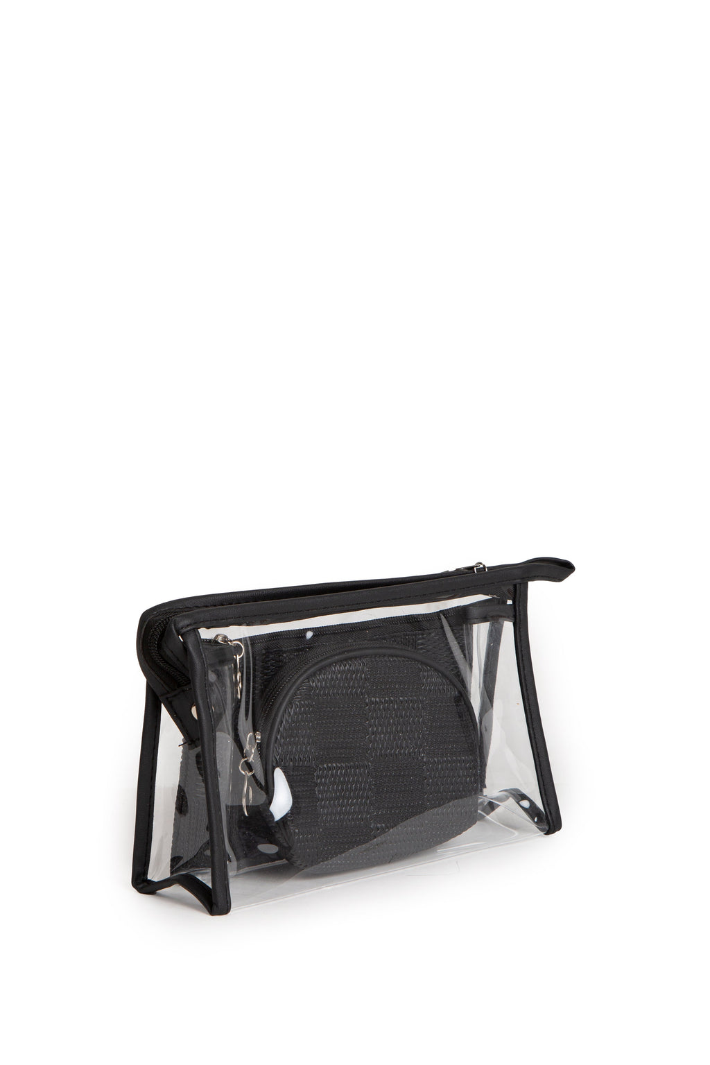 TRANSPARENT & SOLID COLOR COSMETIC TRAVEL POUCH SET