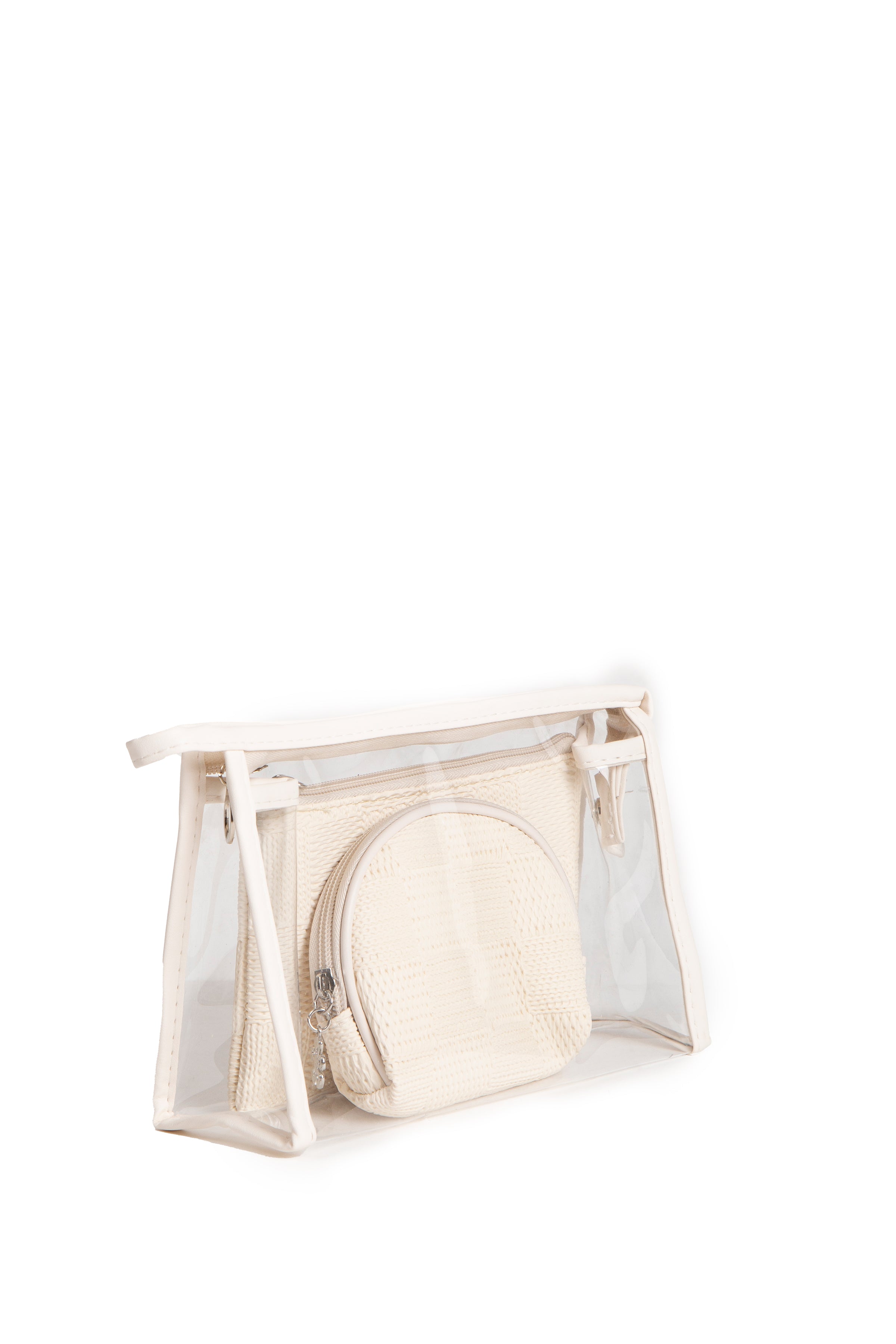 TRANSPARENT & SOLID COLOR COSMETIC TRAVEL POUCH SET