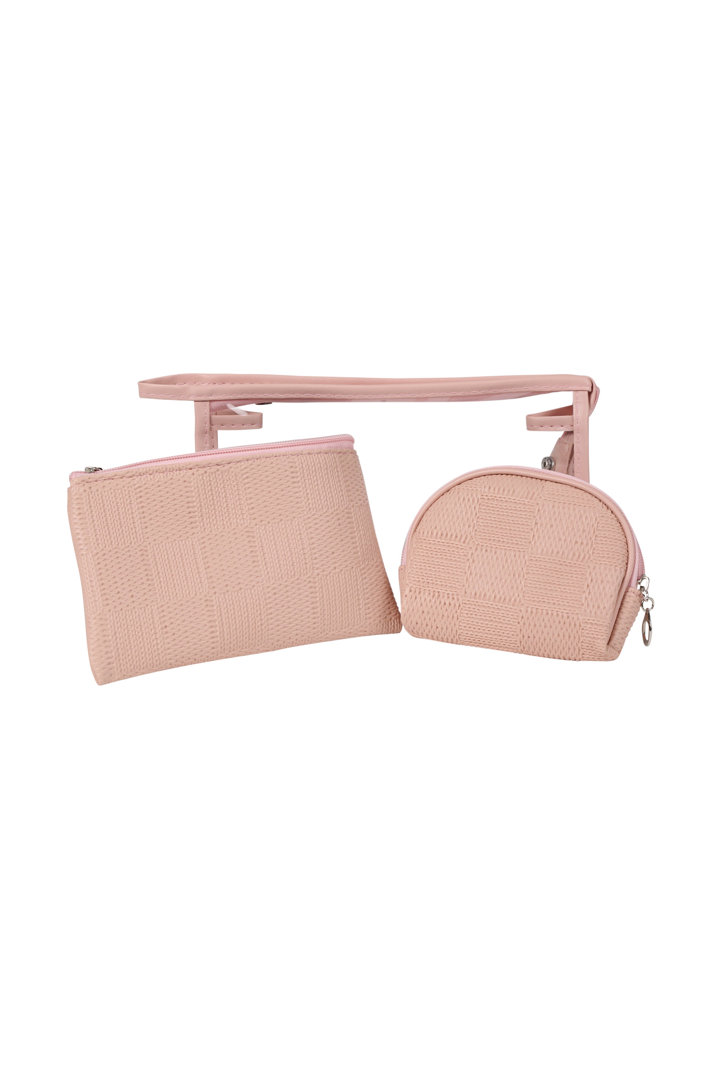 TRANSPARENT & SOLID COLOR COSMETIC TRAVEL POUCH SET