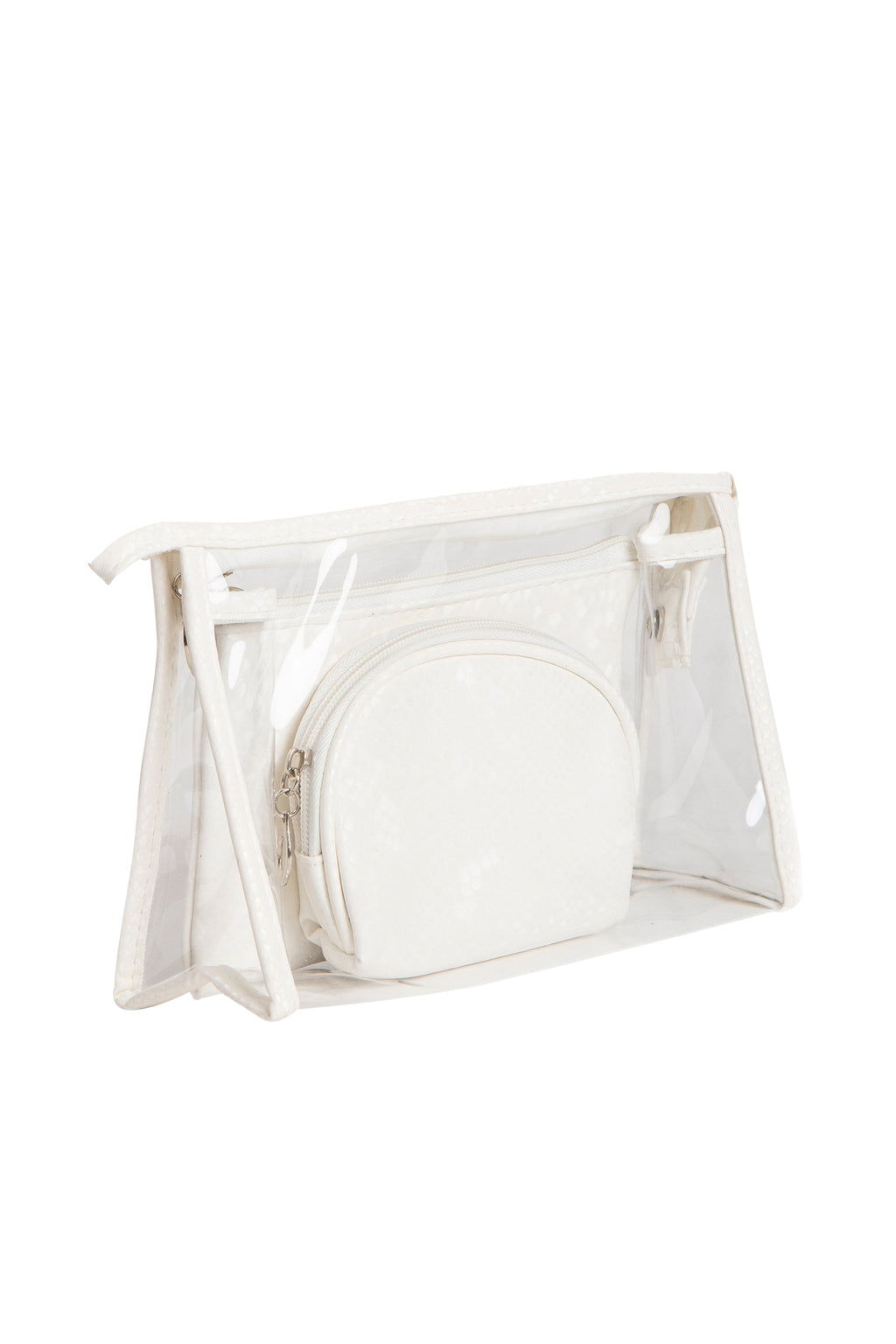 TRANSPARENT & SNAKE-SKIN PATTERN COSMETIC TRAVEL POUCH SET