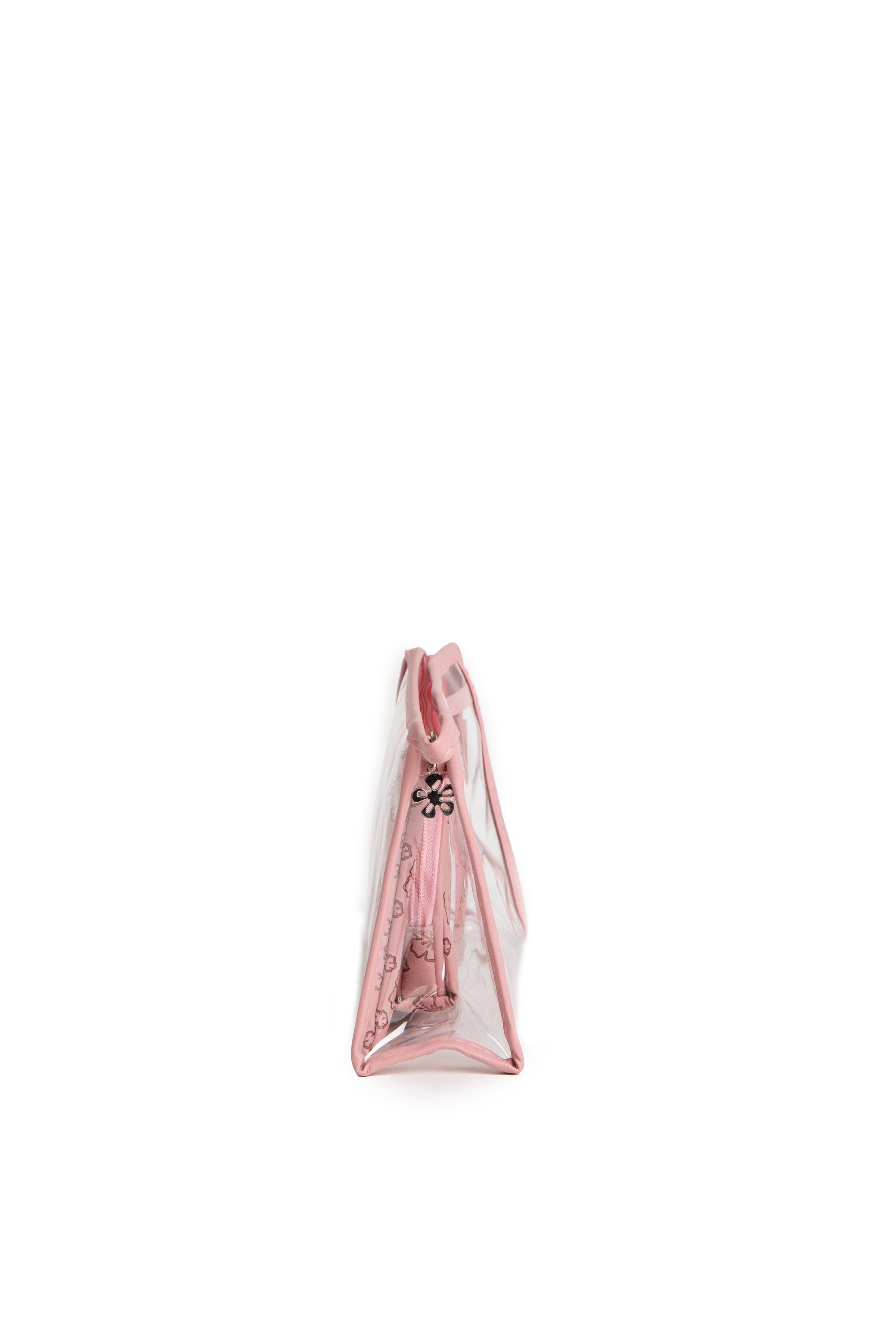 TRANSPARENT & FLORAL PATTERN COSMETIC TRAVEL POUCH SET
