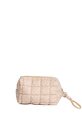 SOLID COLOR QULITED PATTERN TRAVEL POUCH