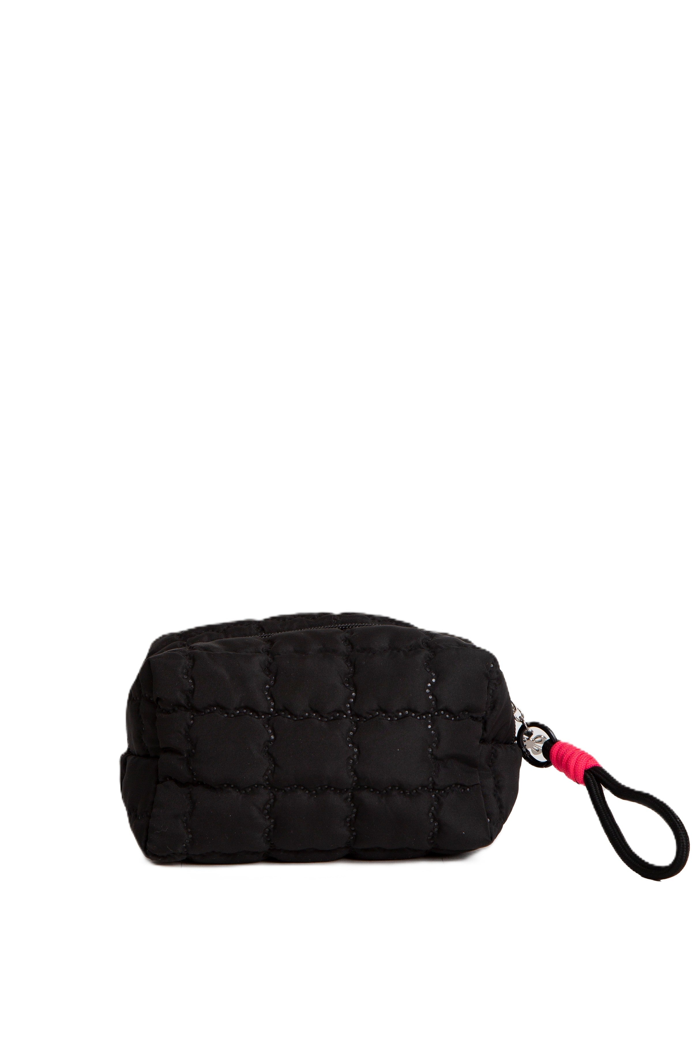 SOLID COLOR QULITED PATTERN TRAVEL POUCH