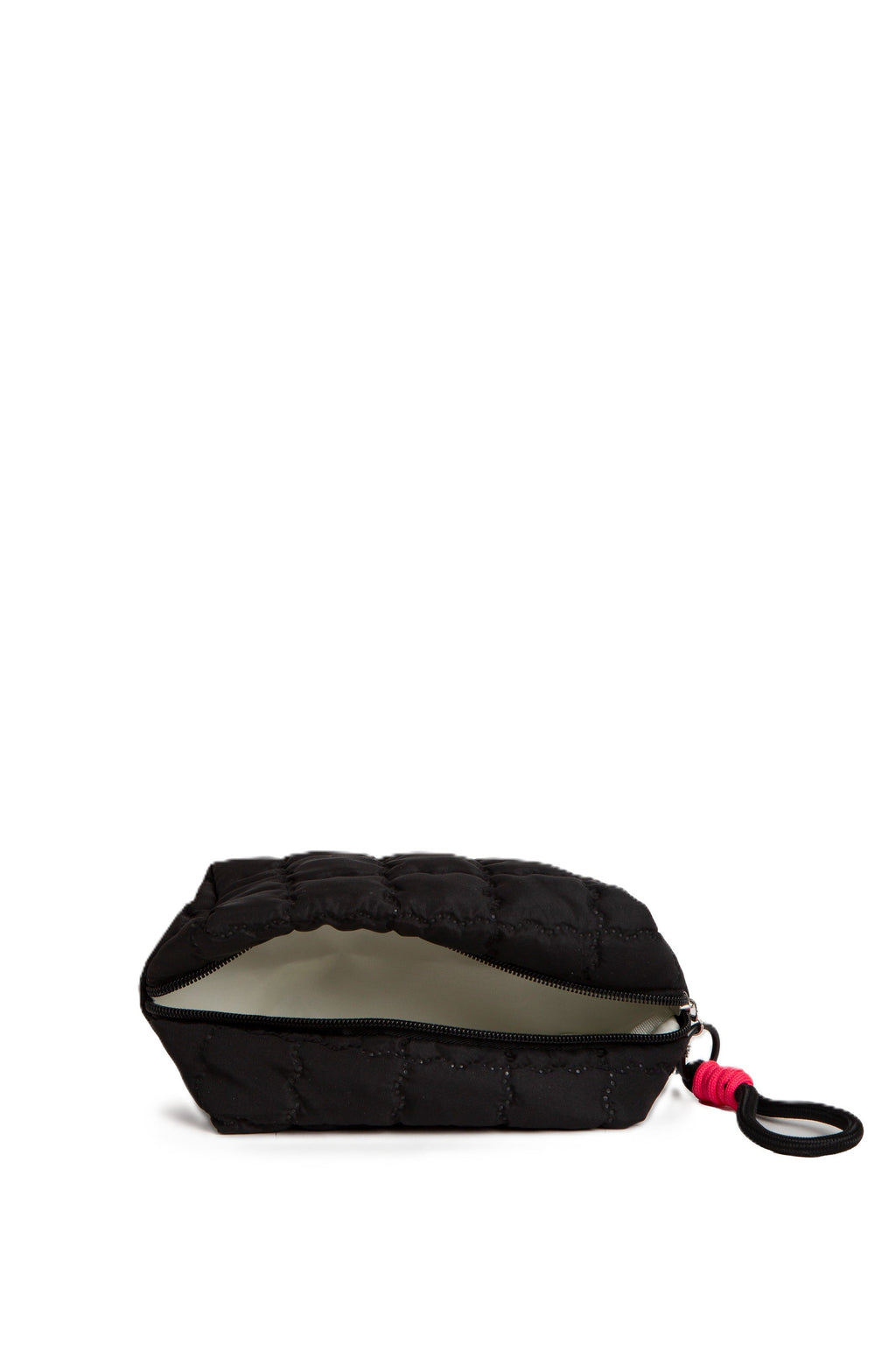 SOLID COLOR QULITED PATTERN TRAVEL POUCH
