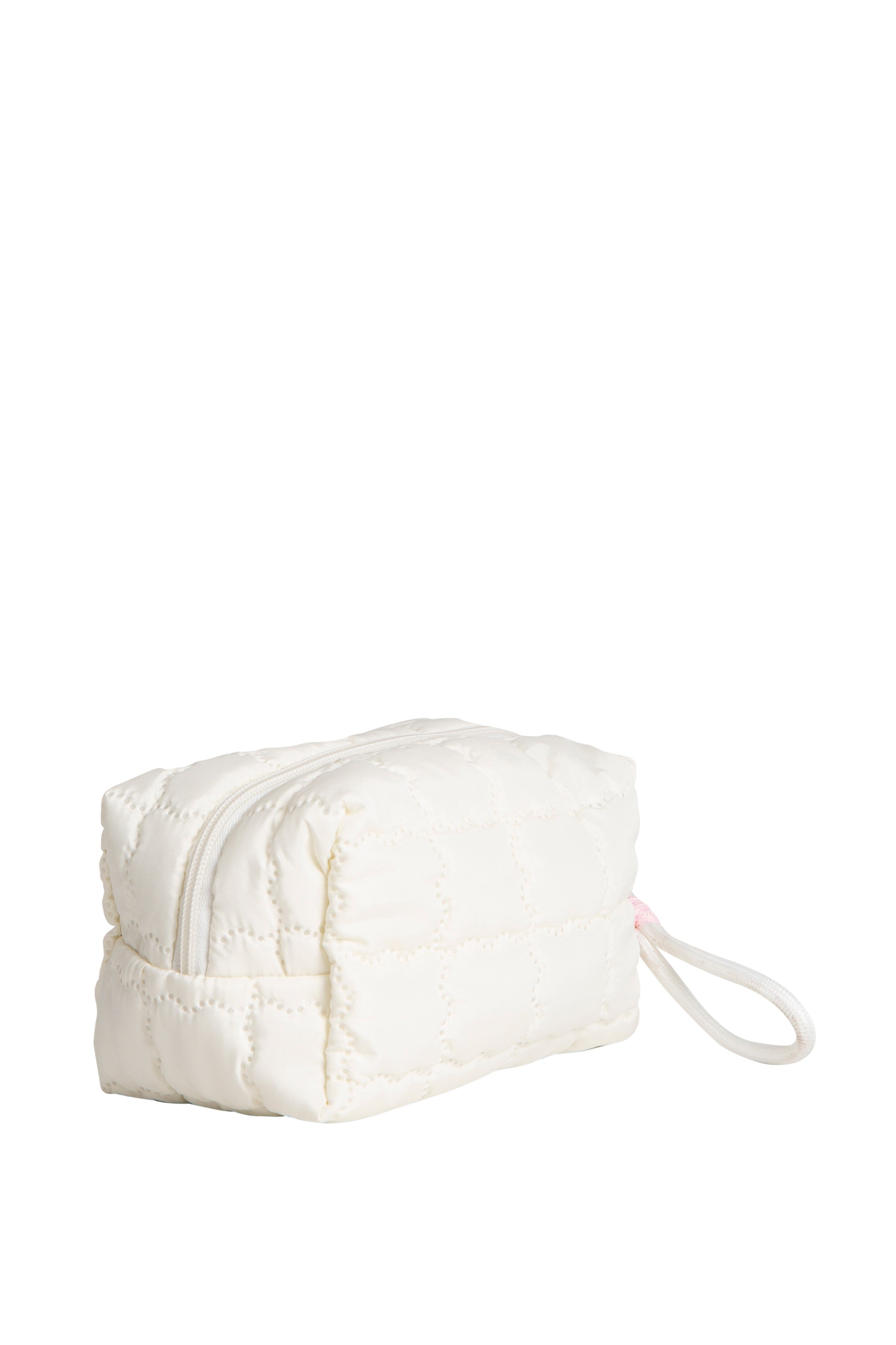 SOLID COLOR QULITED PATTERN TRAVEL POUCH