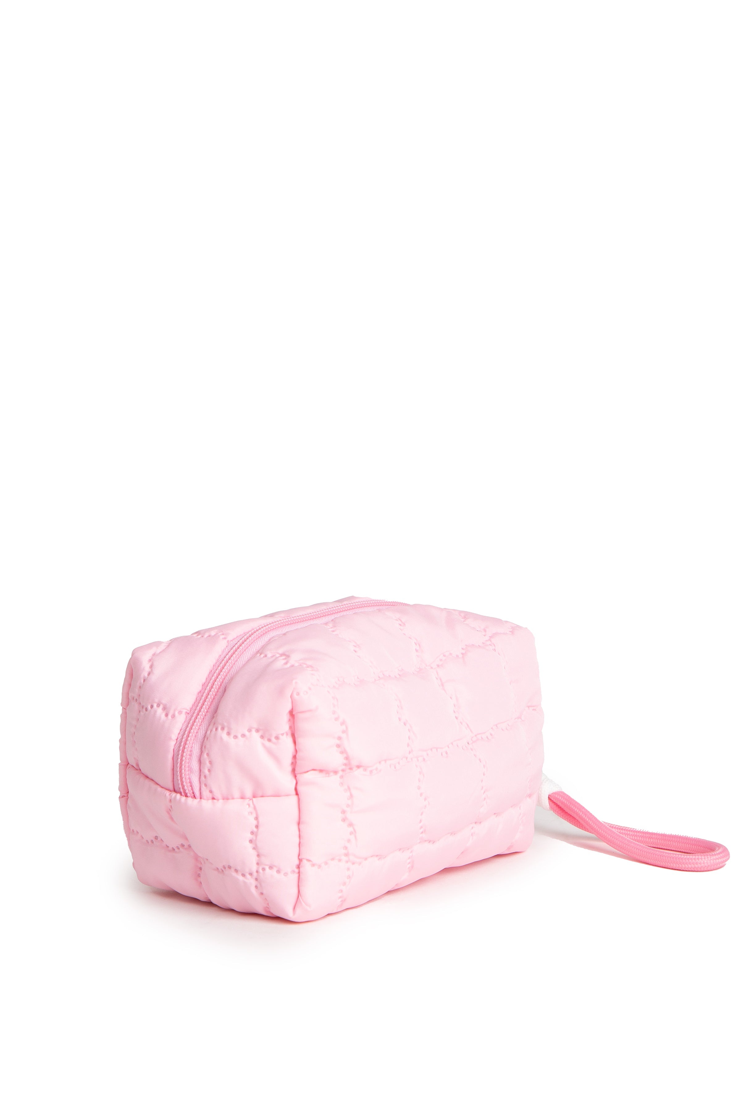 SOLID COLOR QULITED PATTERN TRAVEL POUCH