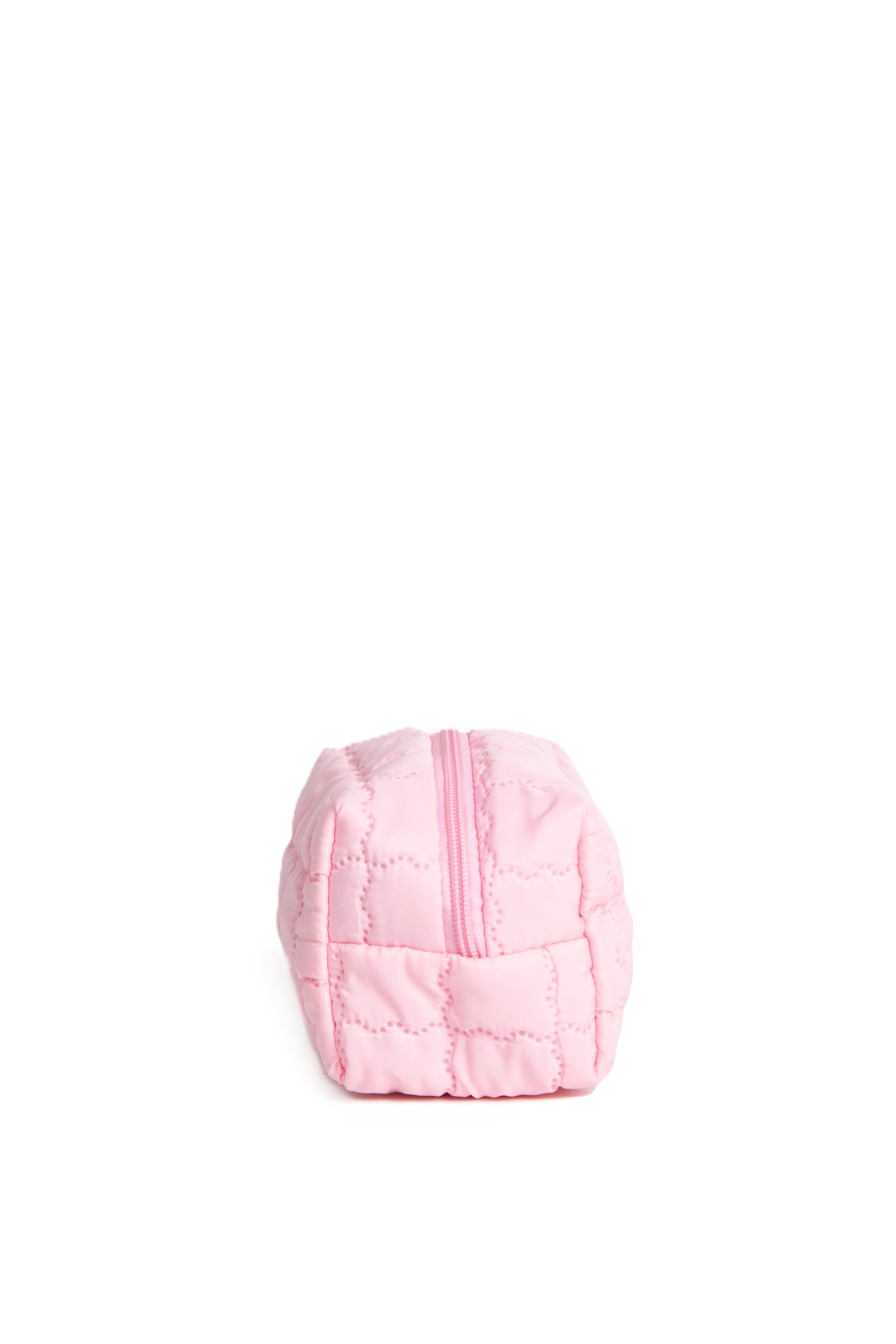 SOLID COLOR QULITED PATTERN TRAVEL POUCH