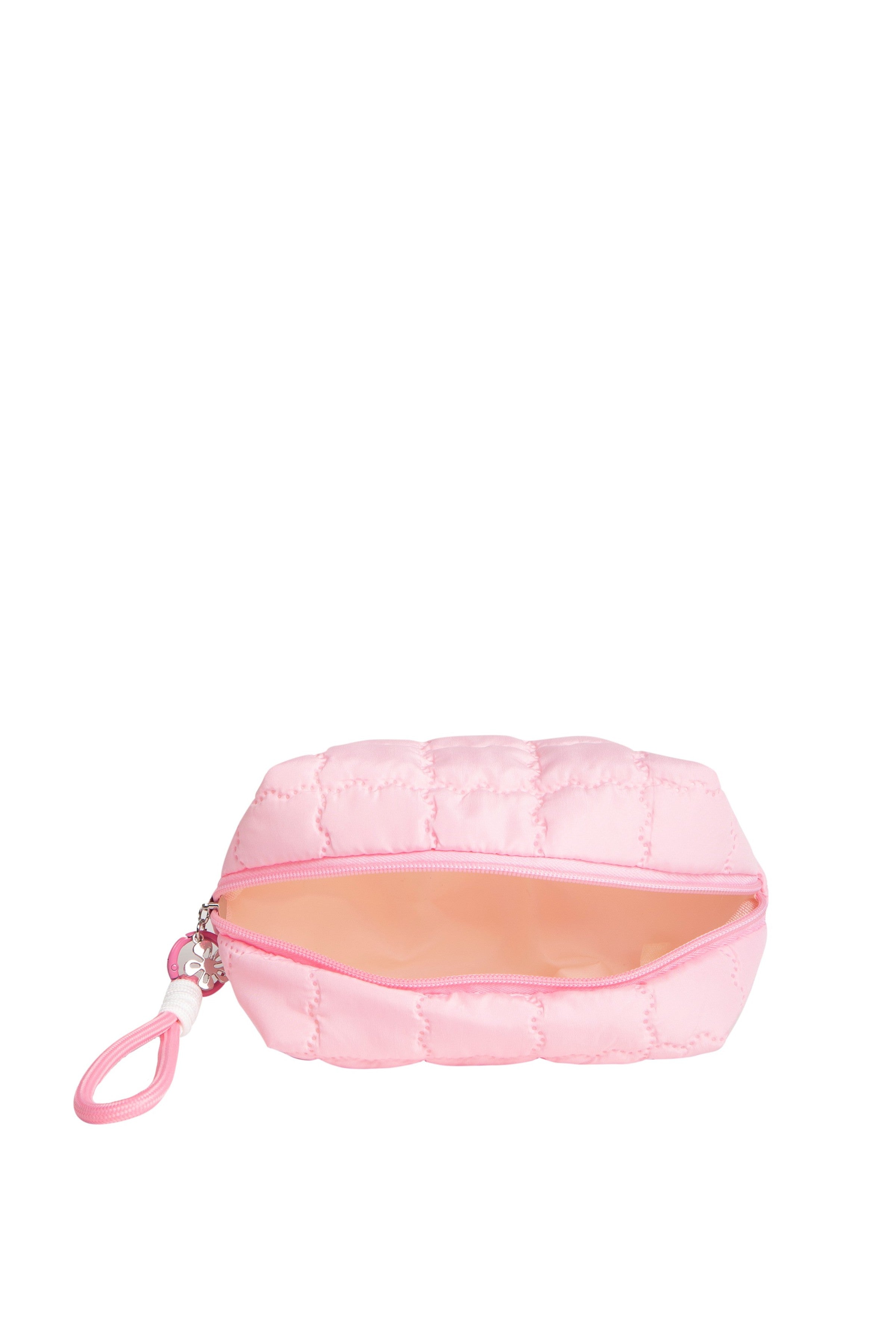 SOLID COLOR QULITED PATTERN TRAVEL POUCH