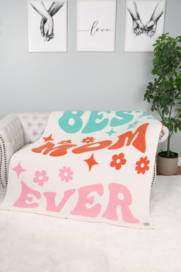 MULTI-COLORED MAMA PATTERN THROW BLANKET