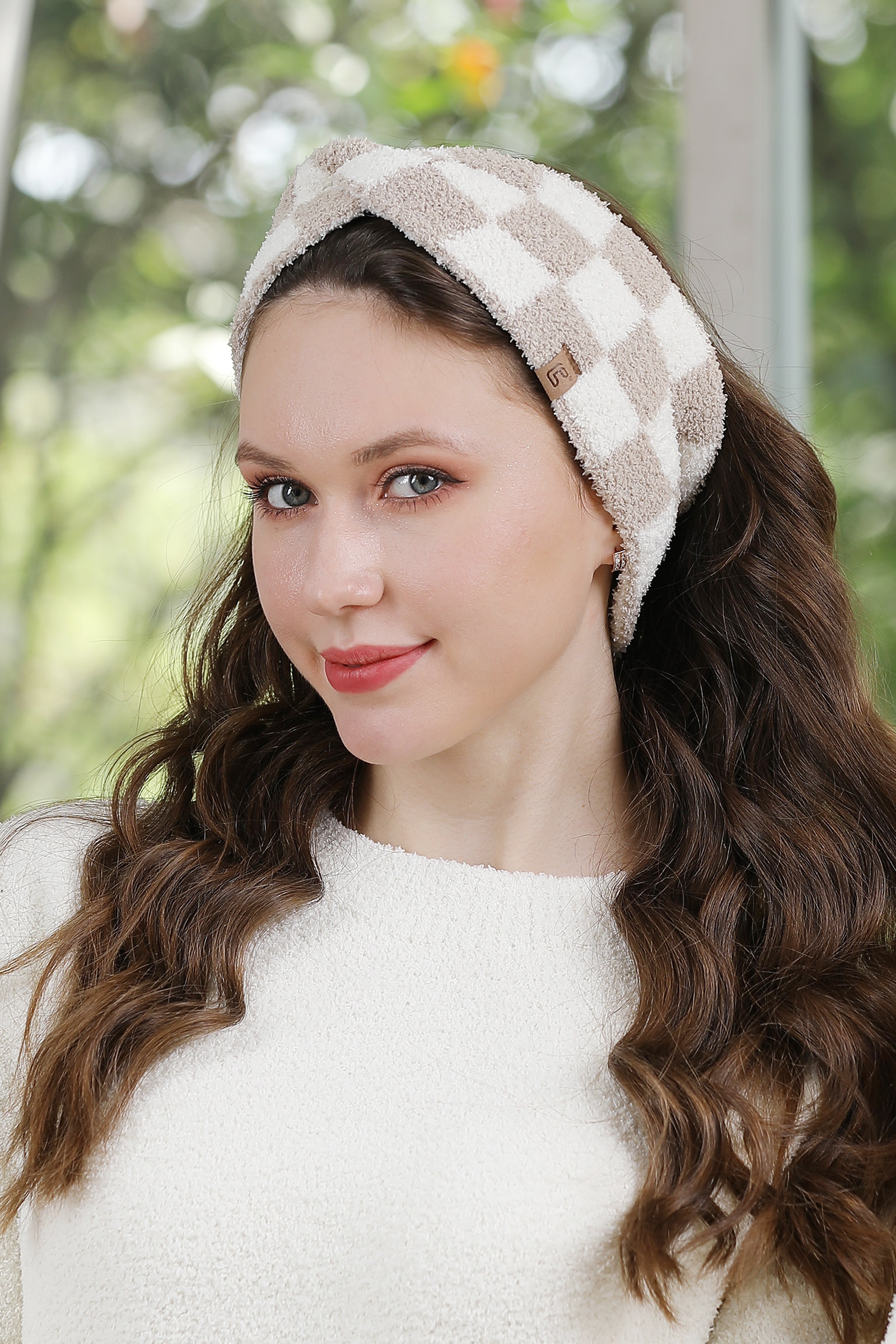 CHECKERED PATTERN TWIST KNOT HEADBAND - 12 pc pack