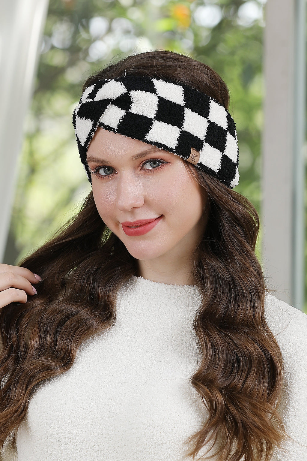 CHECKERED PATTERN TWIST KNOT HEADBAND - 12 pc pack