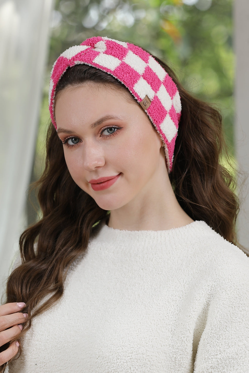 CHECKERED PATTERN TWIST KNOT HEADBAND - 12 pc pack