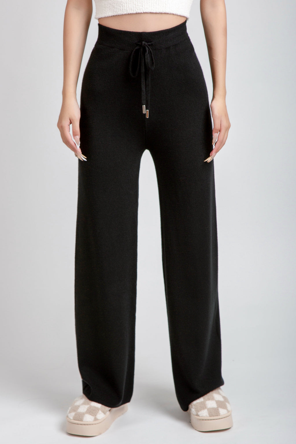 SOLID COLOR KNITTED PANTS