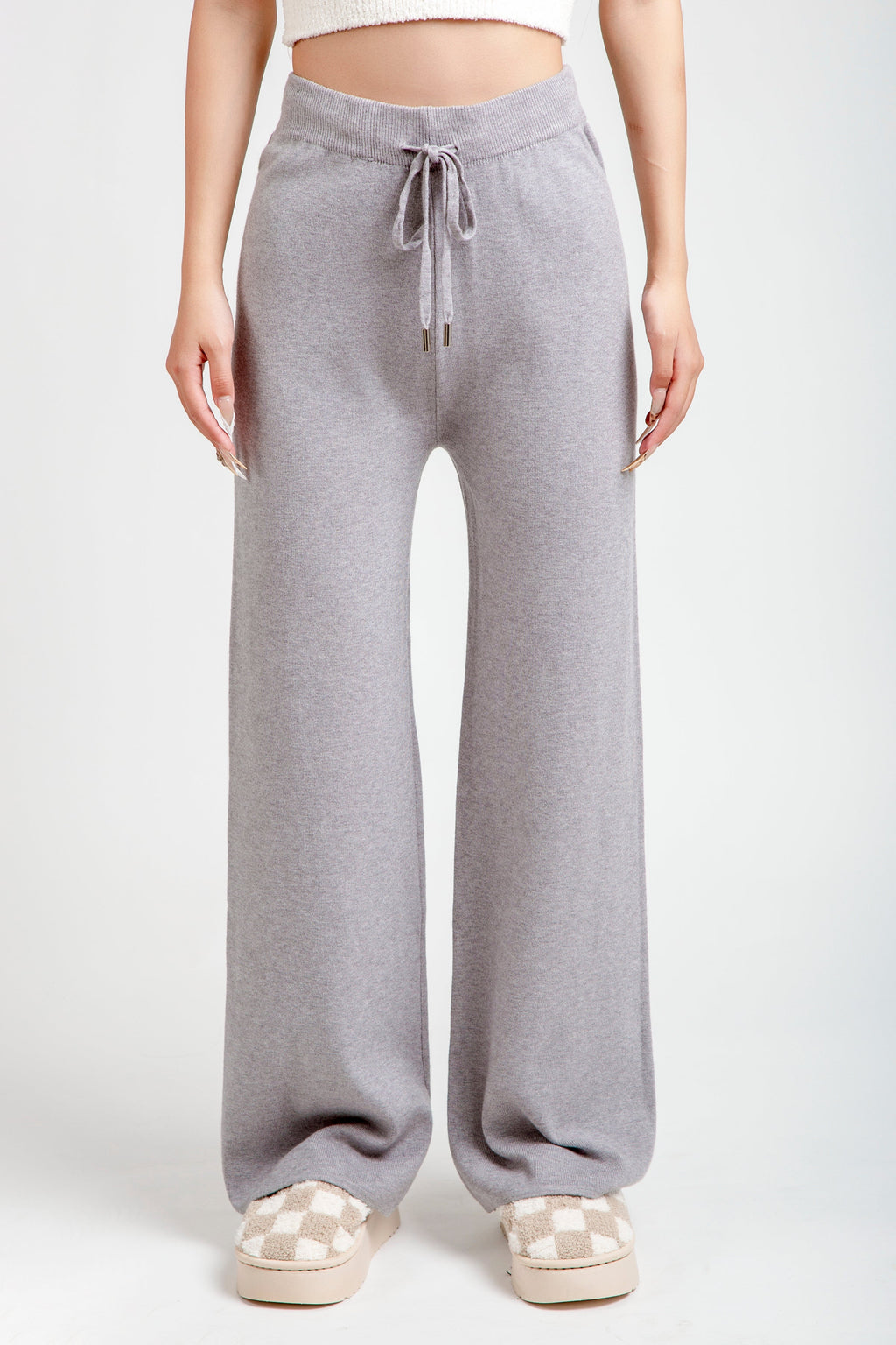 SOLID COLOR KNITTED PANTS