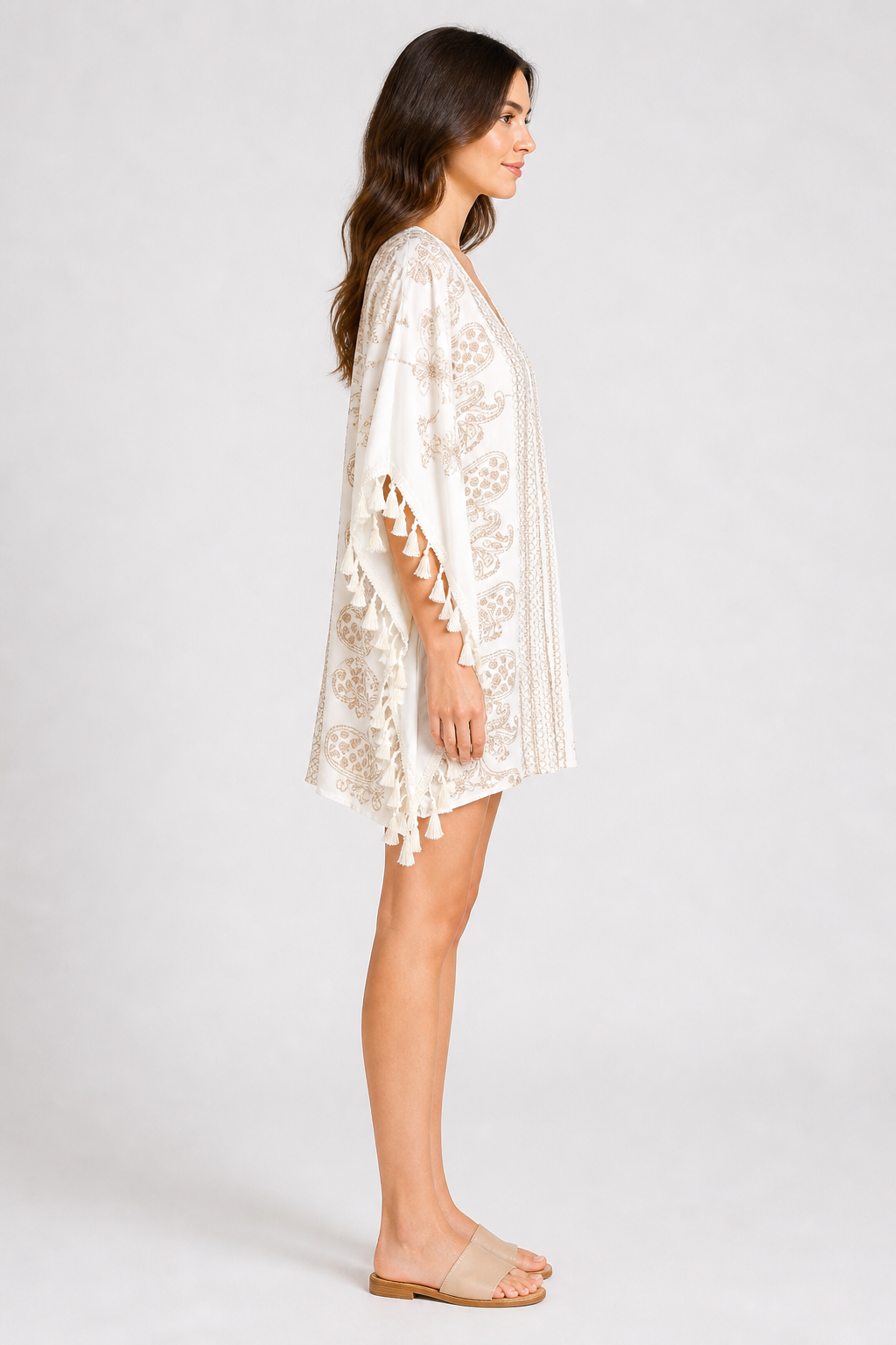FLORAL & PAISLEY PATTERN COVER-UP PONCHO