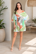 PALM LEAF PATTERN COVER-UP DRESS