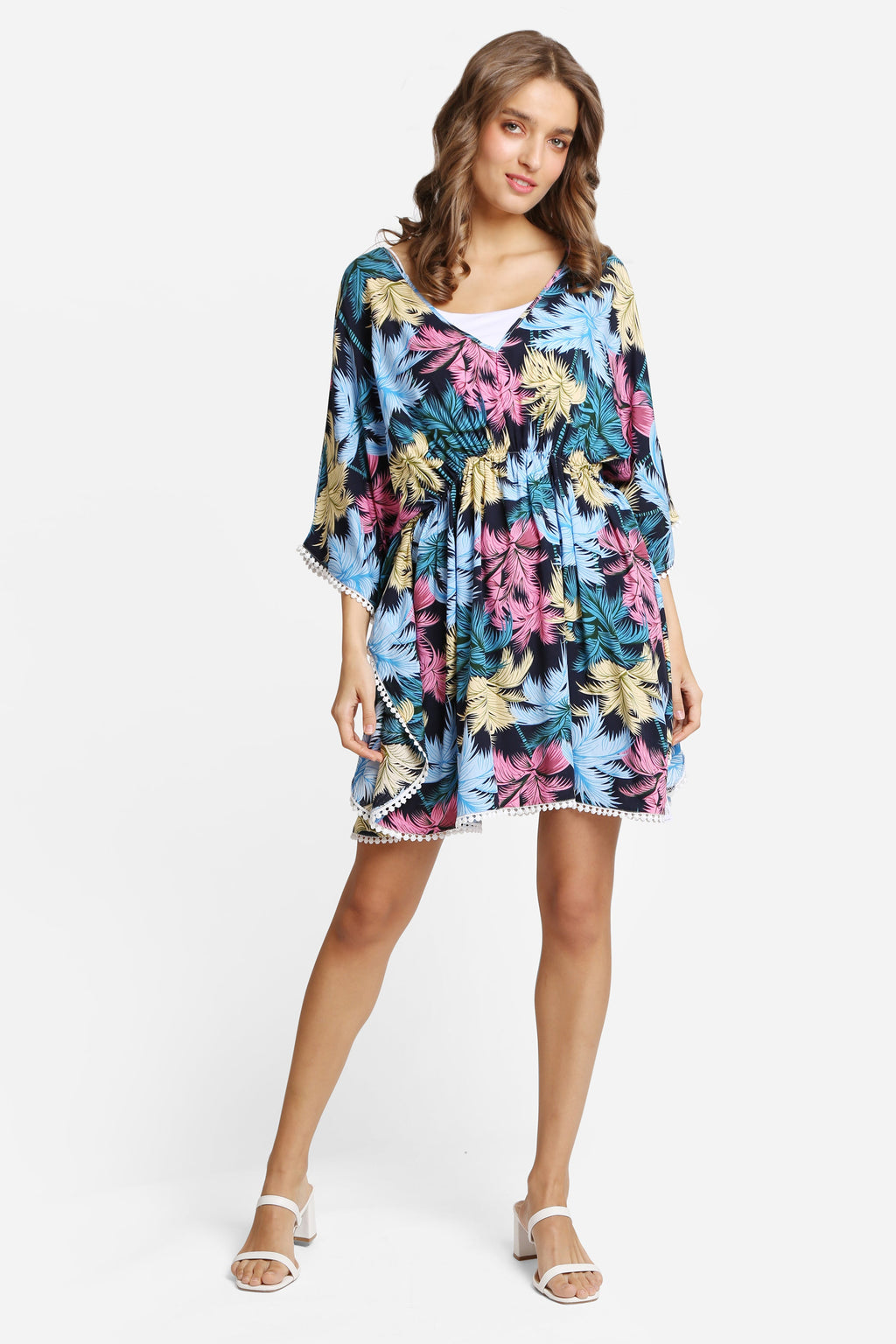PALM TREE PATTERN COVER-UP DRESS