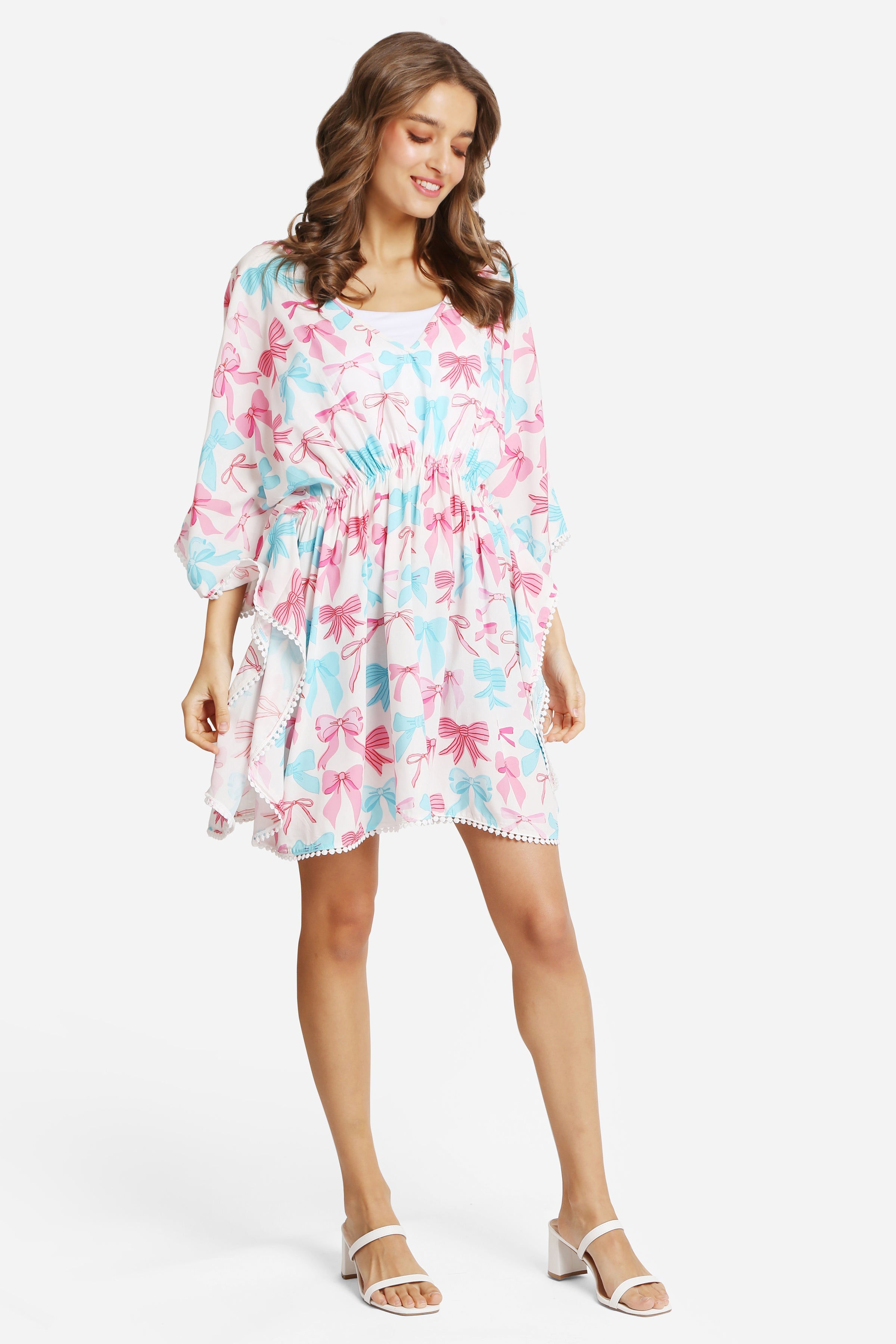 MIXED RIBBON PATTERN COVER-UP DRESS