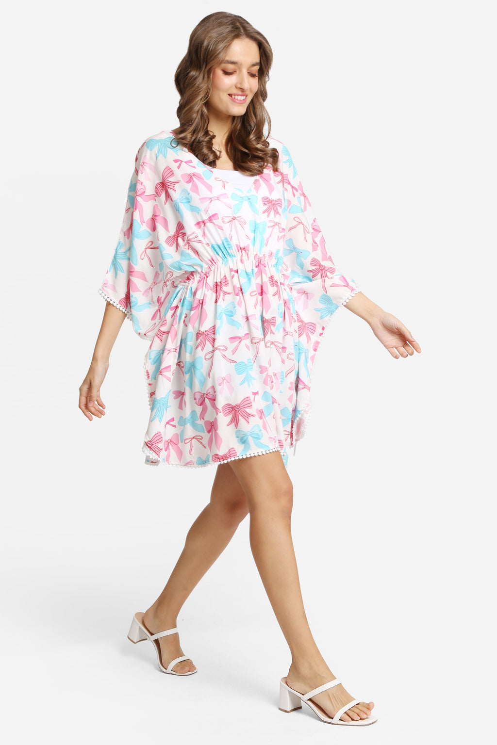MIXED RIBBON PATTERN COVER-UP DRESS