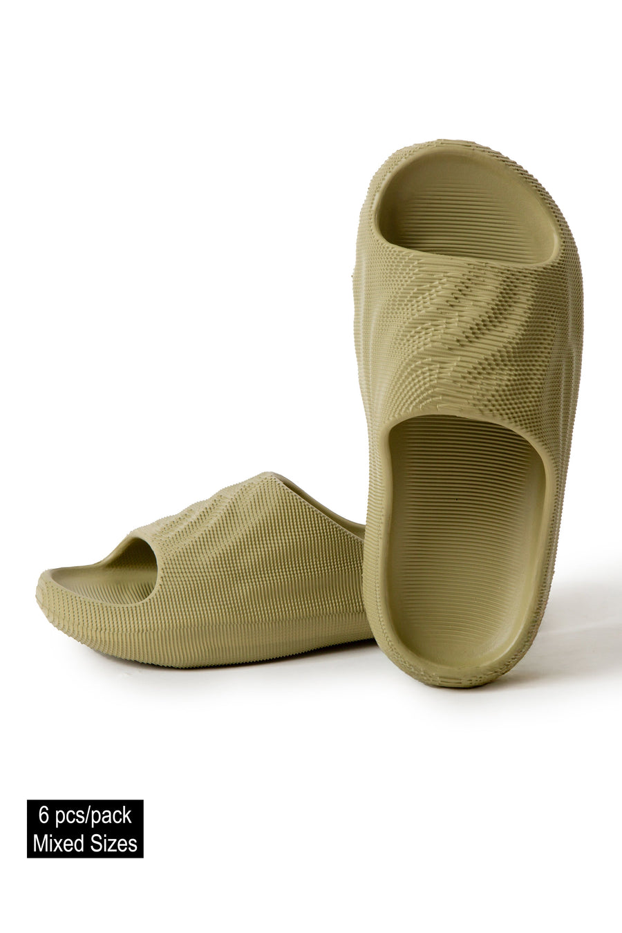 WOMEN'S SOLID COLOR SLIDES - 6 pr pack
