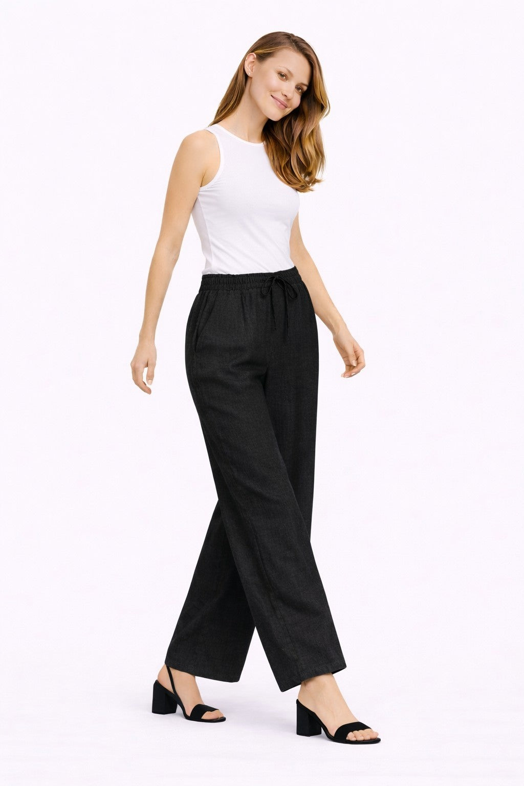 SOLID COLOR LINEN PANTS - 6 pc pack
