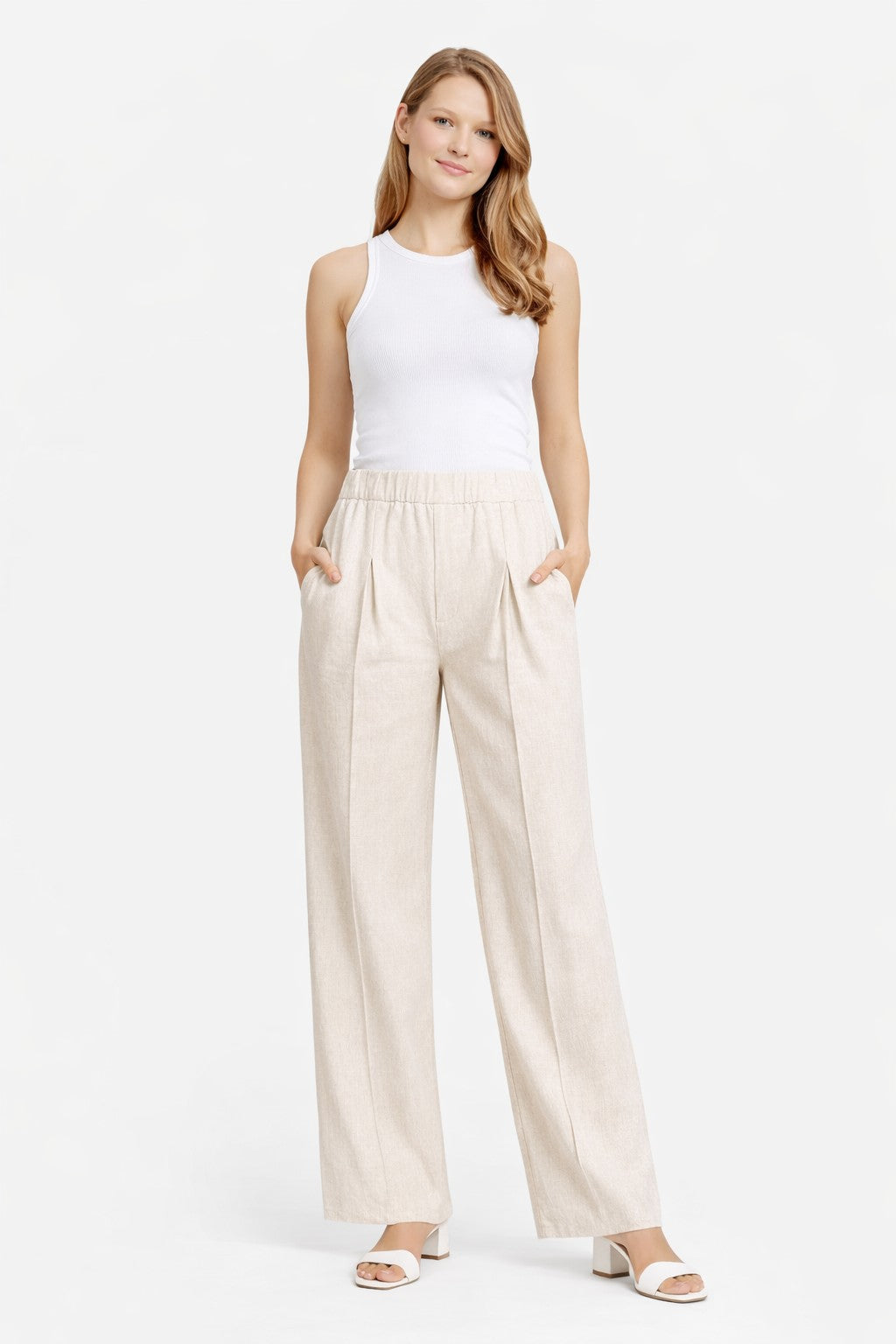 SOLID COLOR LINEN PANTS - 6 pc pack