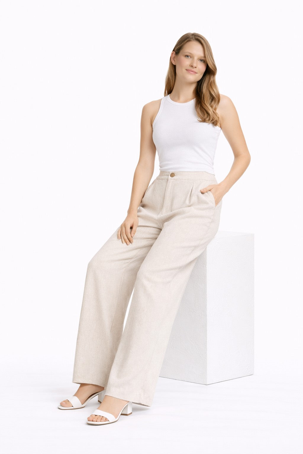 SOLID COLOR LINEN PANTS - 6 pc pack