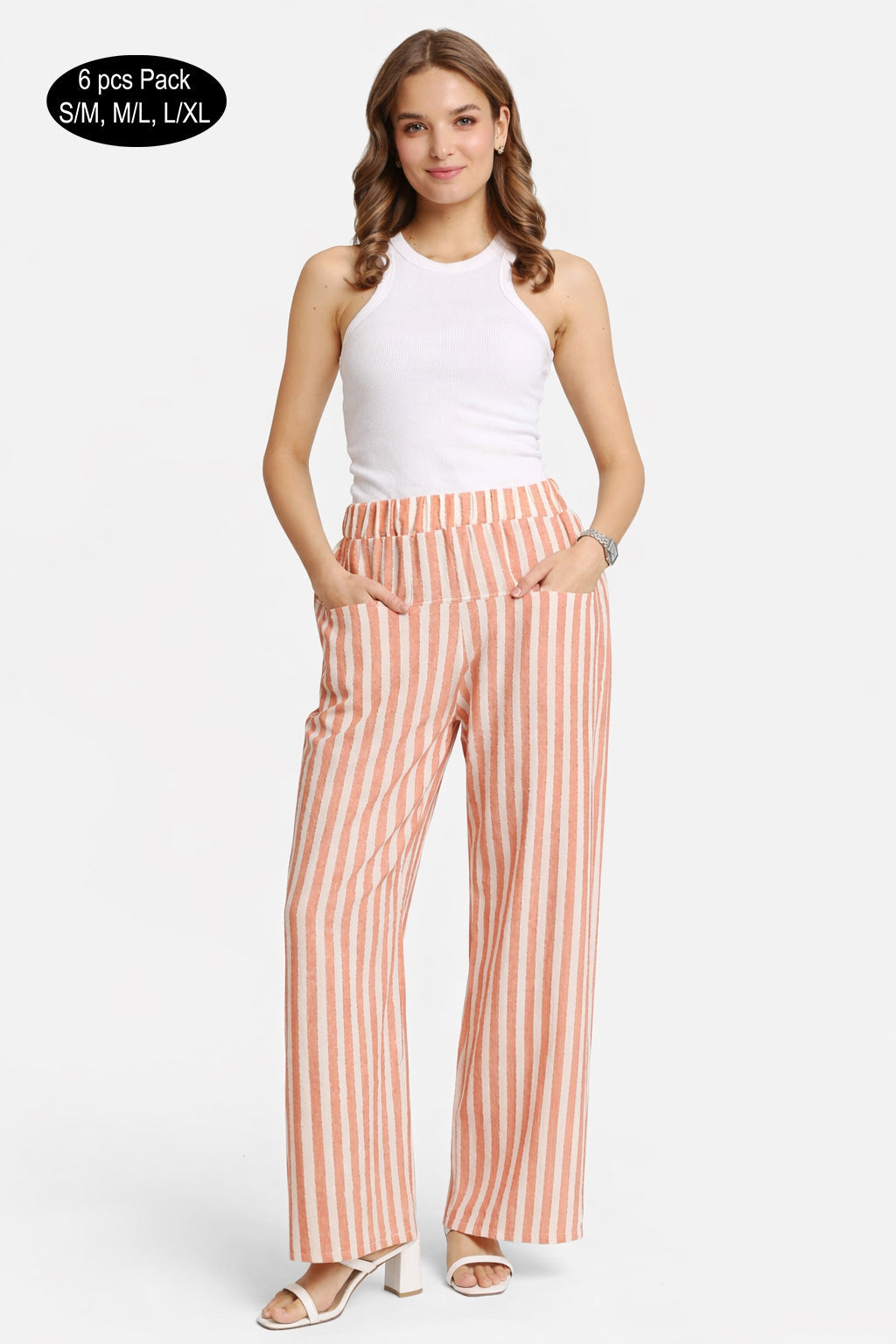 STRIPED PATTERN PANTS - 6 pc pack