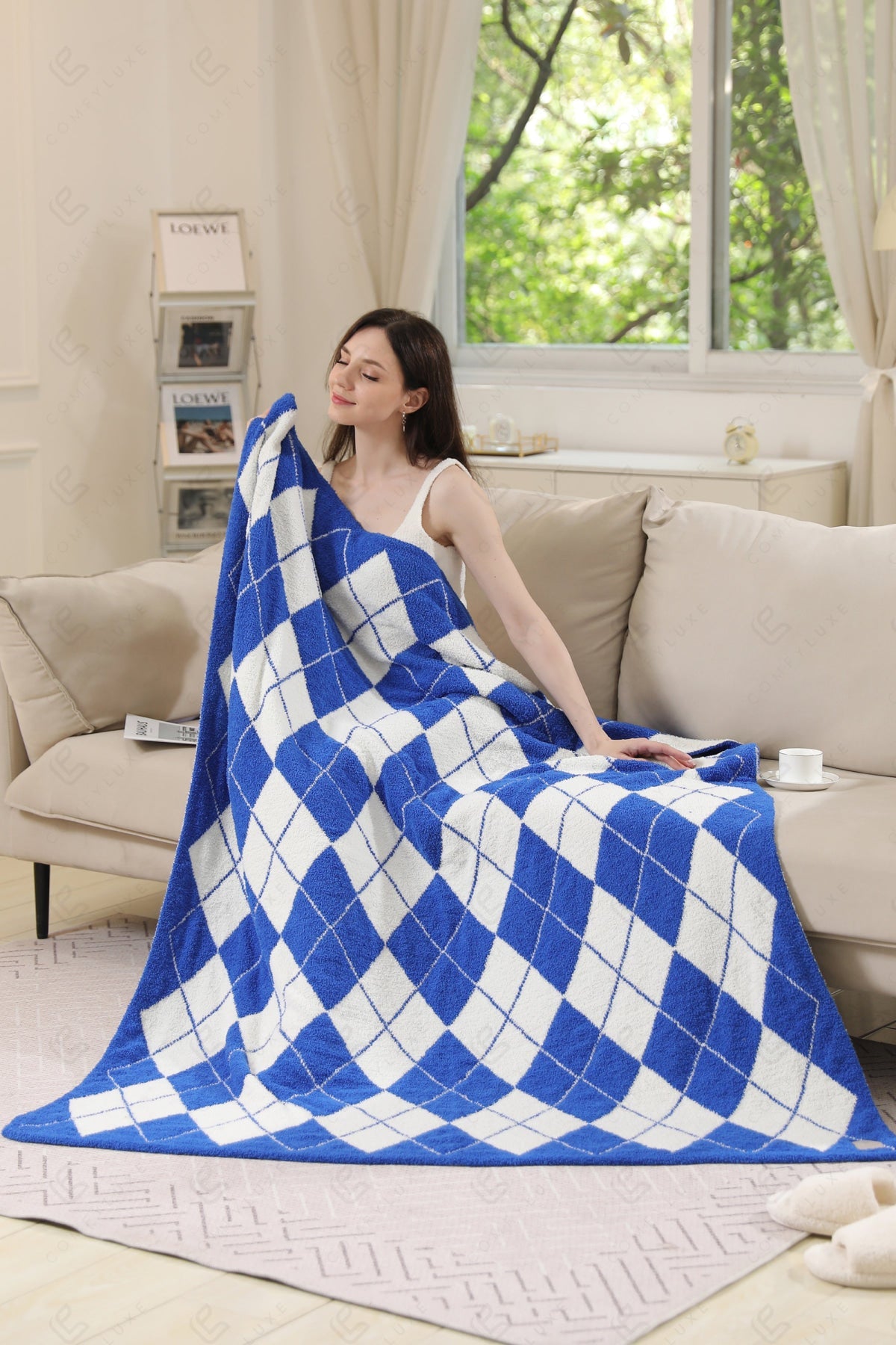 Jcl6036 Blue Throw Blankets