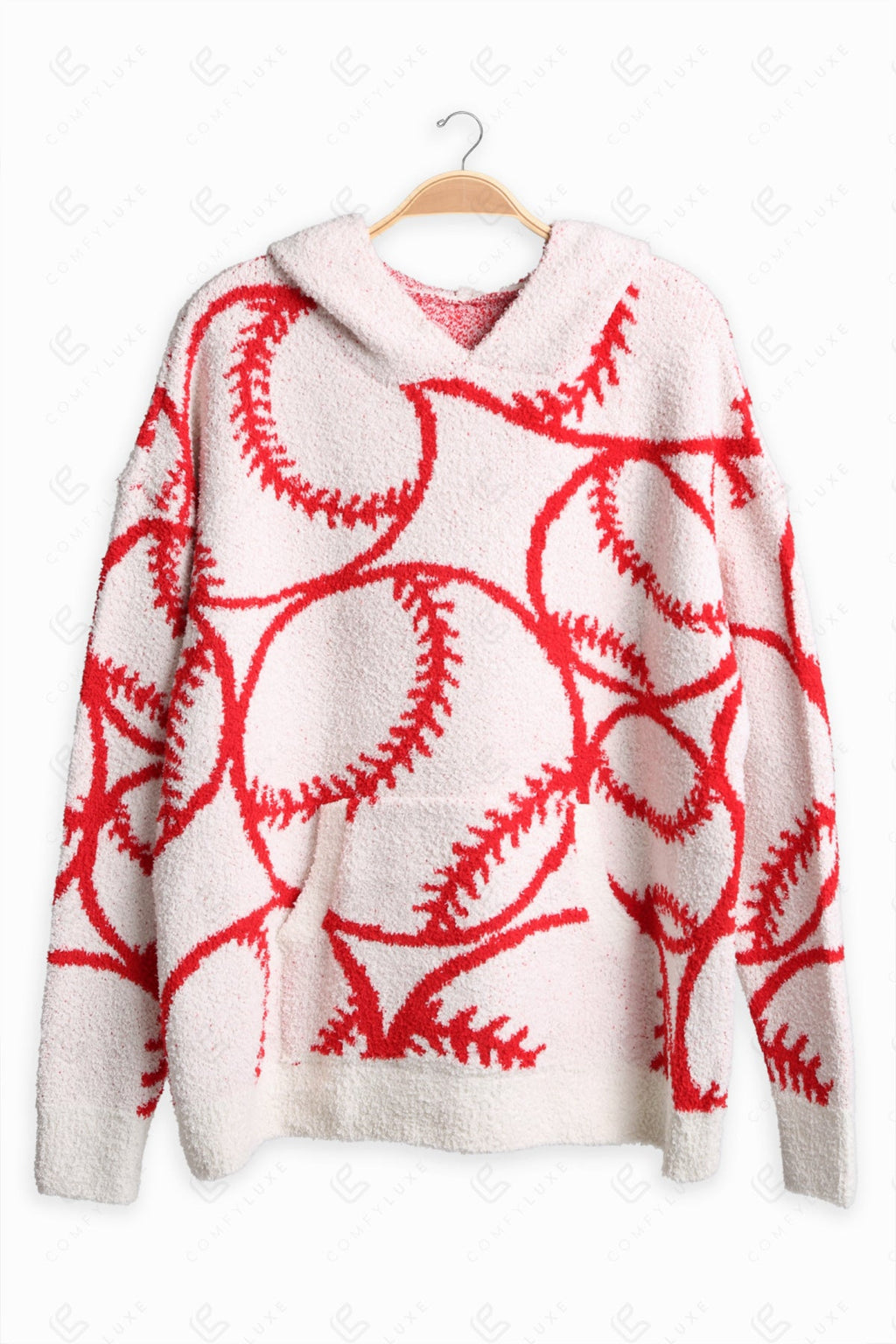 BASEBALL PATTERN HOODIE RED APPAREL