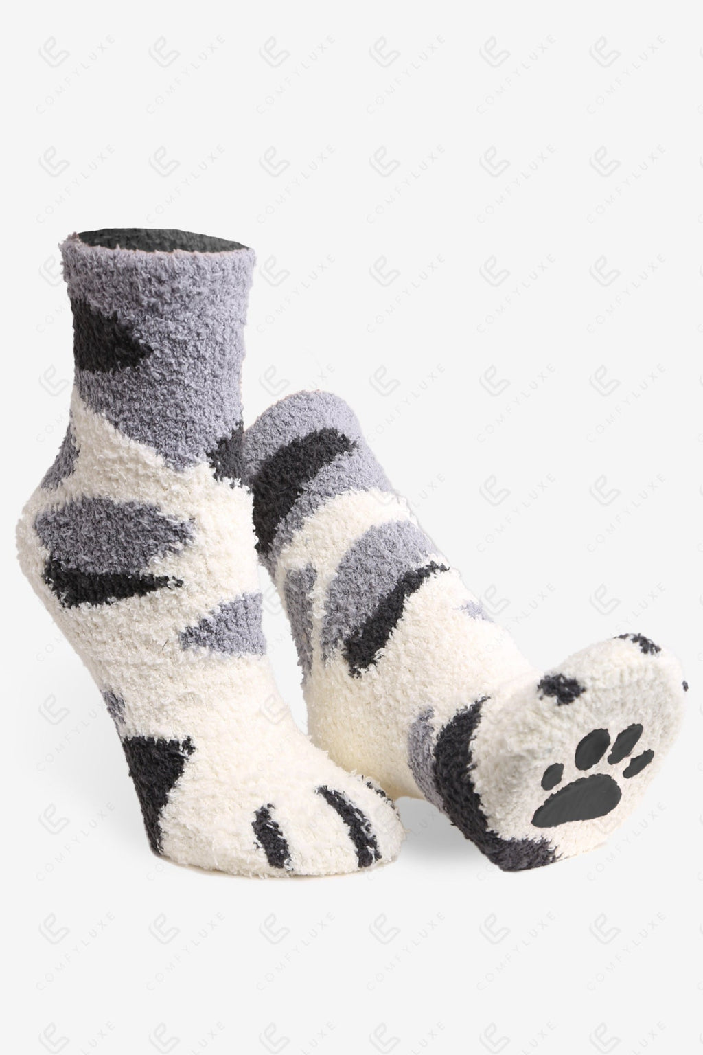 CAT & PAW PRINT PATTERN MINI-CREW SOCKS SOCKS