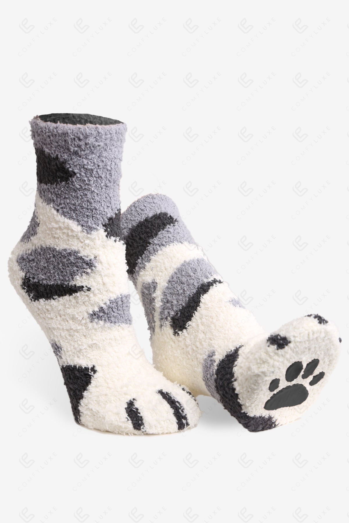 CAT & PAW PRINT PATTERN MINI-CREW SOCKS SOCKS