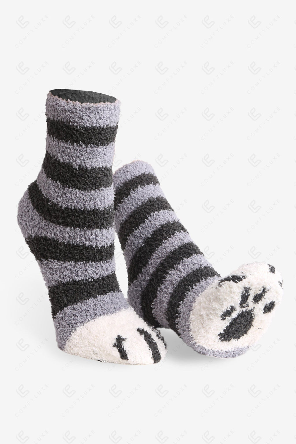 CAT & PAW PRINT PATTERN MINI-CREW SOCKS SOCKS
