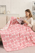 CHECKERED & HEART PATTERN THROW BLANKET PINK THROW BLANKETS