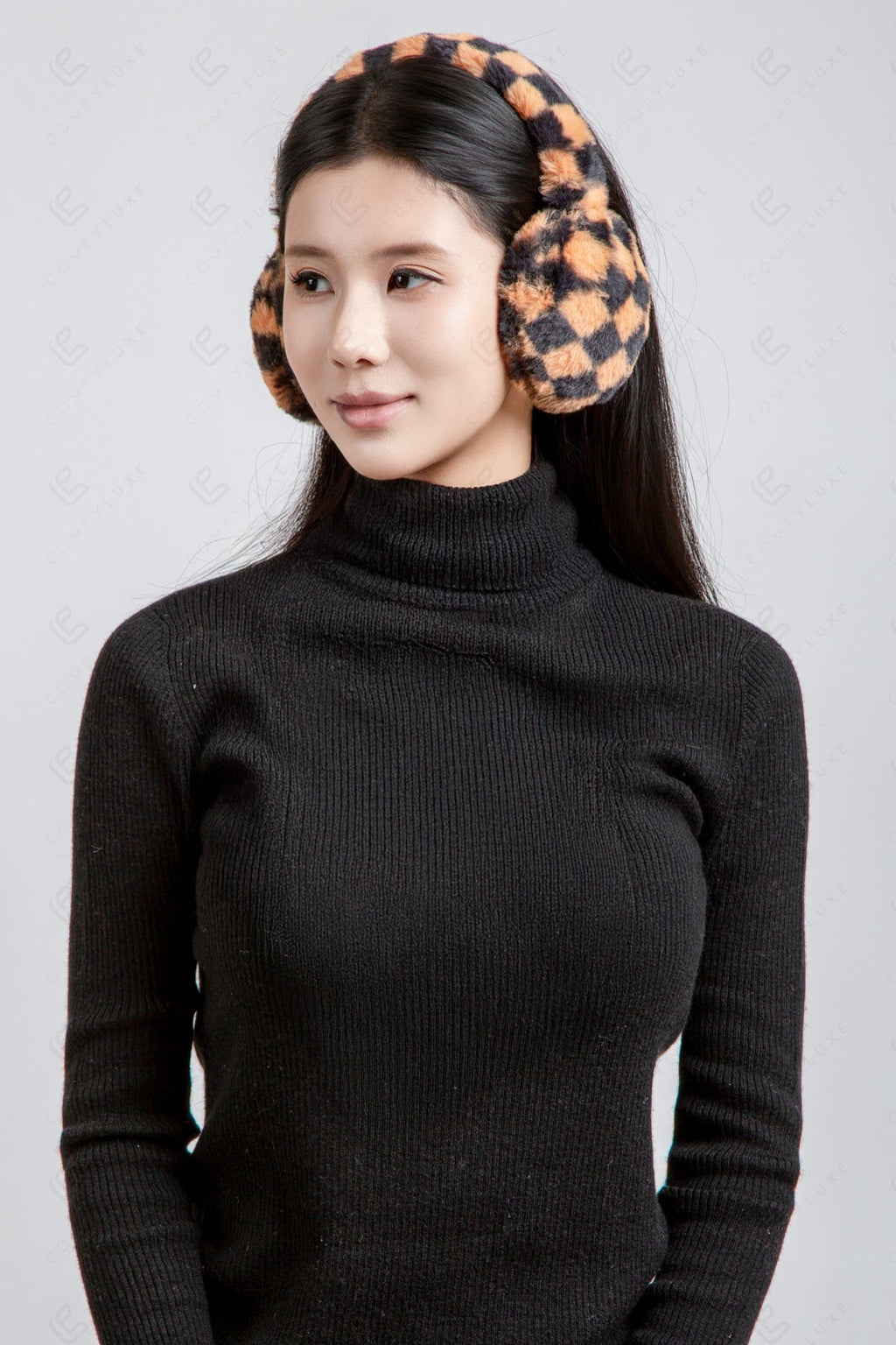 CHECKERED PATTERN EAR MUFFS EAR MUFFS