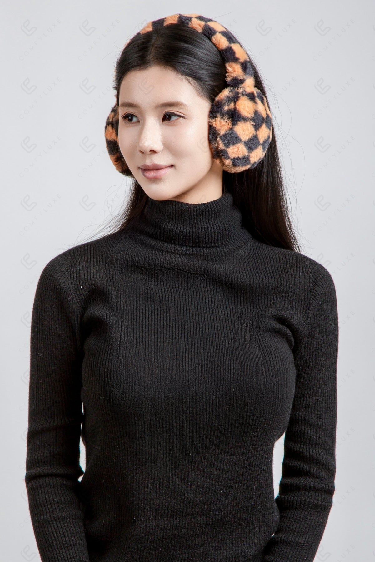 CHECKERED PATTERN EAR MUFFS EAR MUFFS