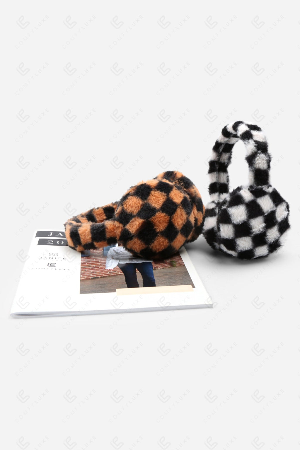 CHECKERED PATTERN EAR MUFFS EAR MUFFS