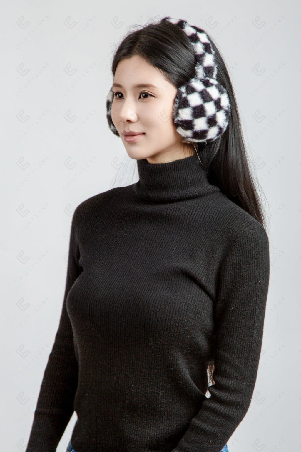 CHECKERED PATTERN EAR MUFFS EAR MUFFS